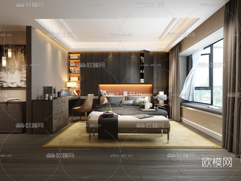 现代卧室3D模型下载