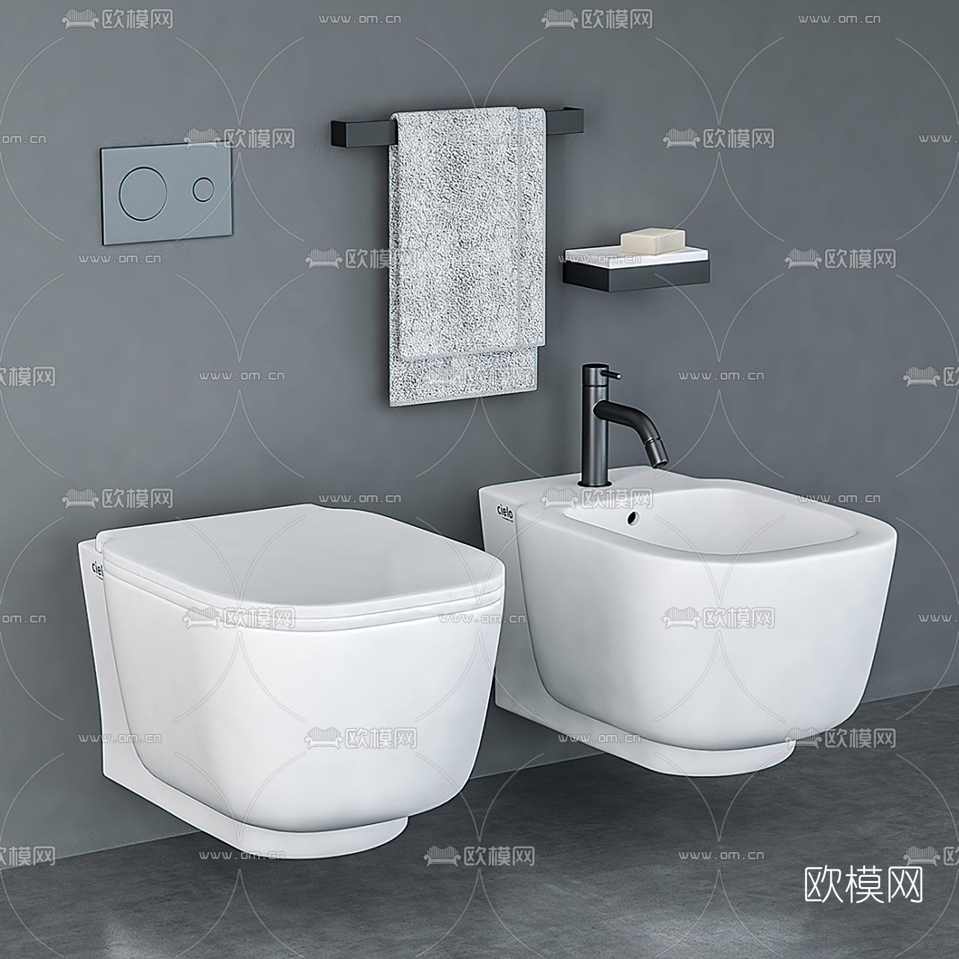现代马桶坐便器3d模型