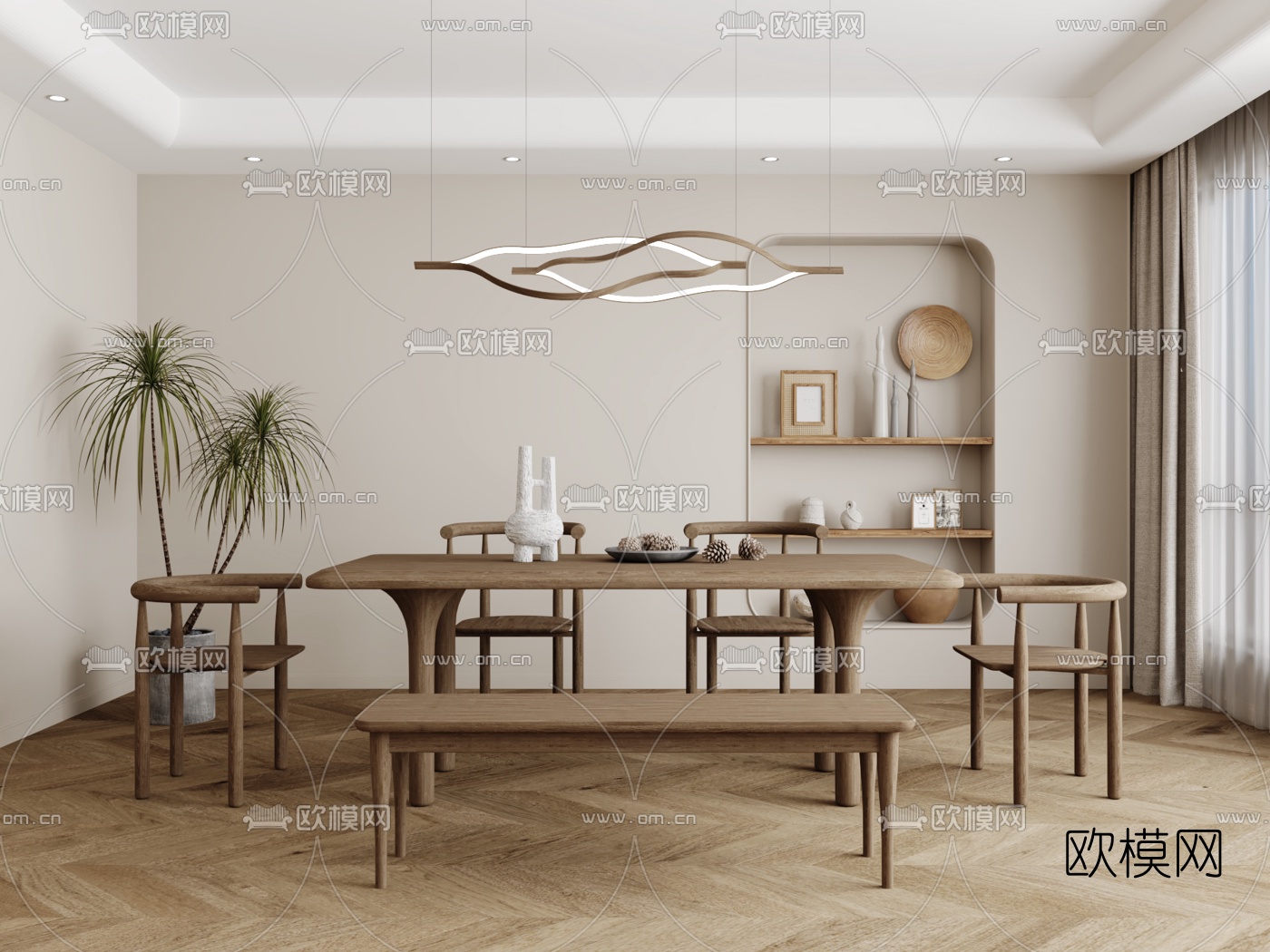 北欧餐厅su模型下载（渲染图1）