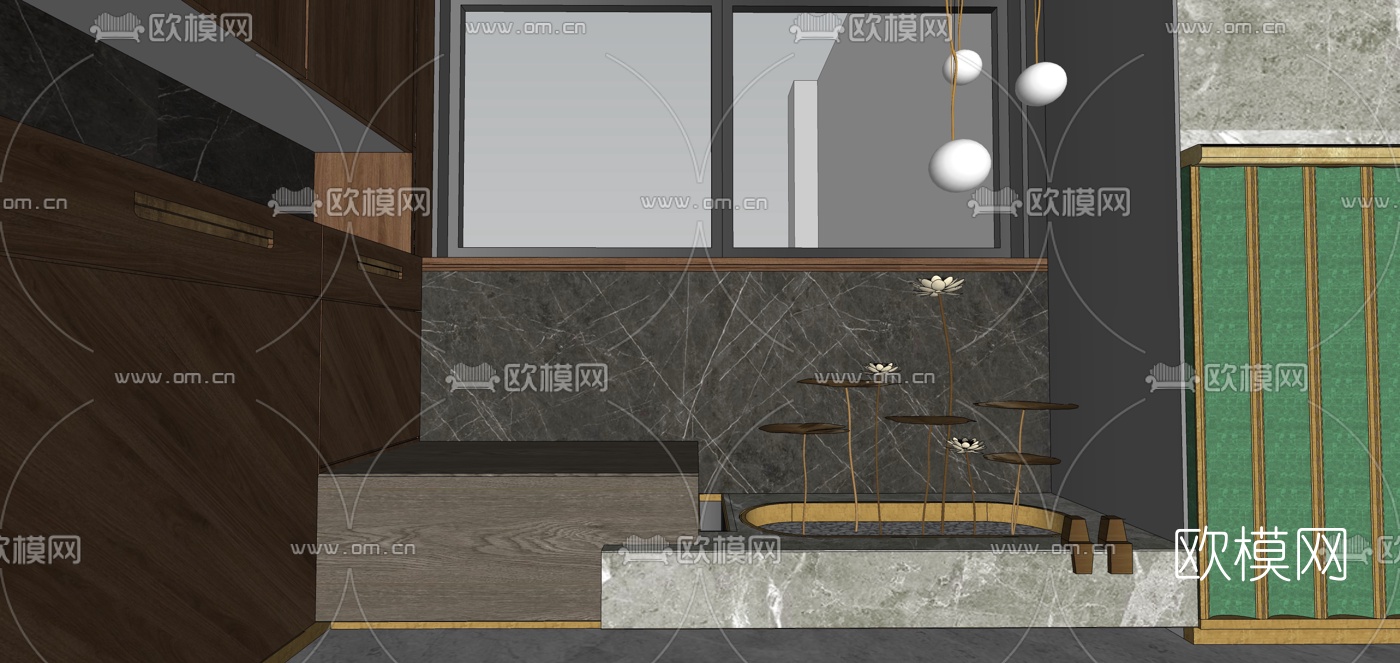 现代轻奢客餐厅su模型下载（渲染图16）