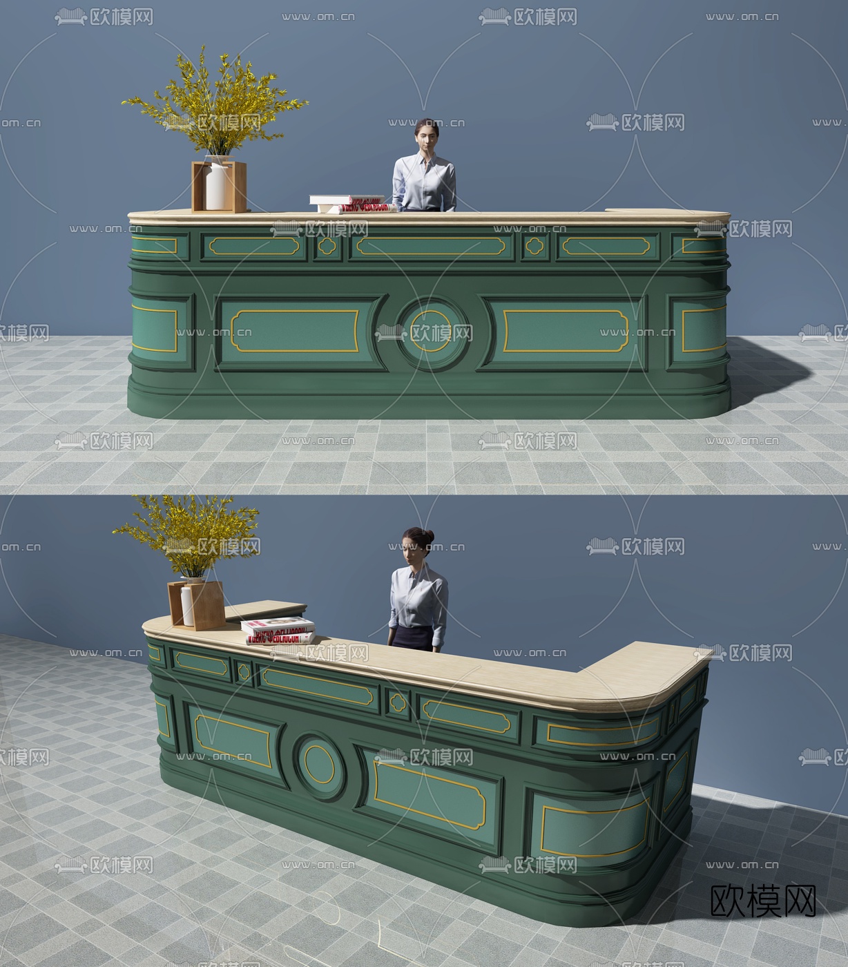 欧式古典接待台3d模型下载
