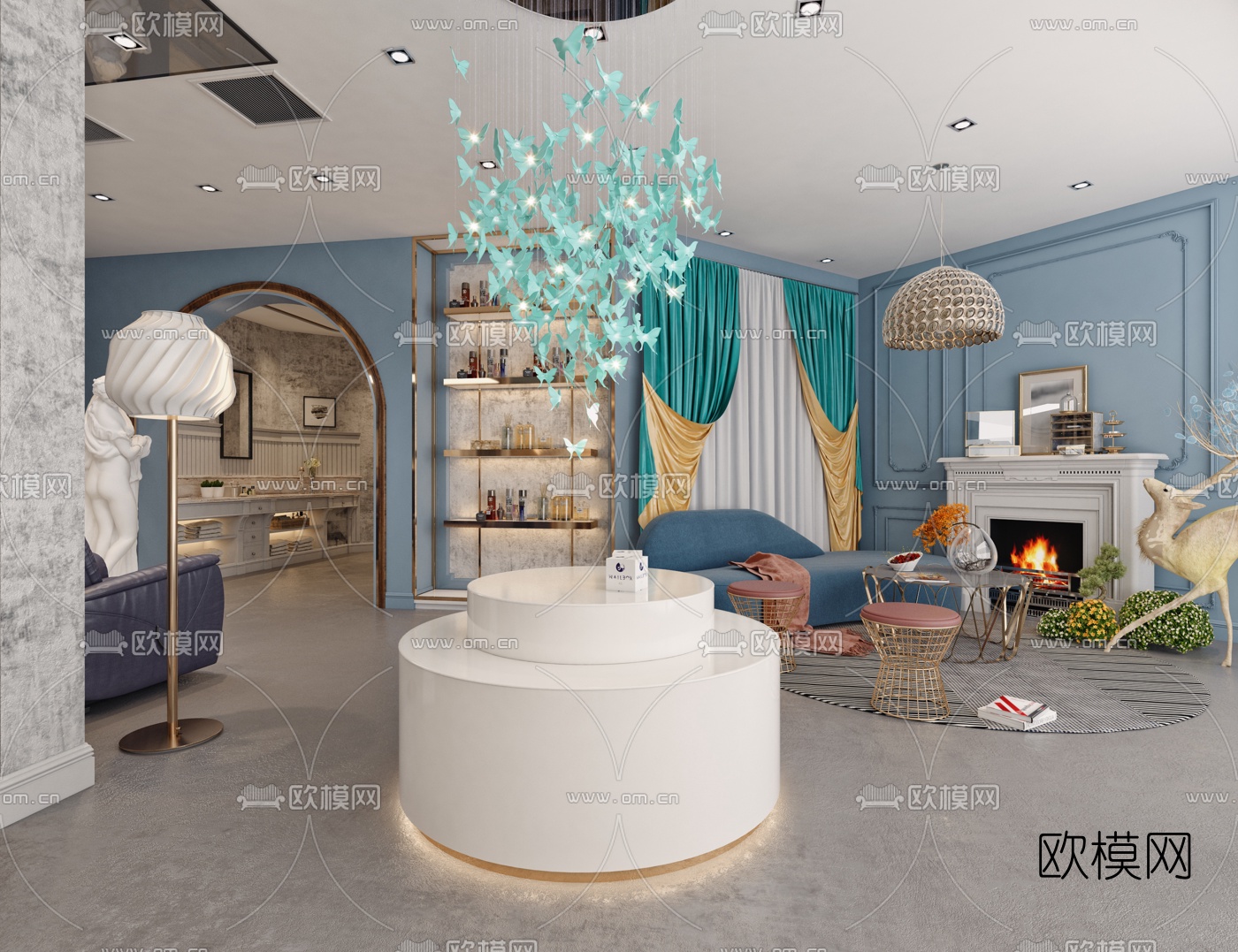 美式美甲店3d模型下载（渲染图2）