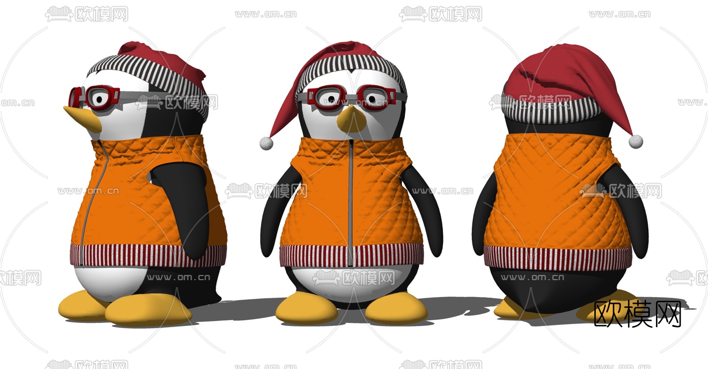 现代儿童玩具企鹅摆件su模型下载