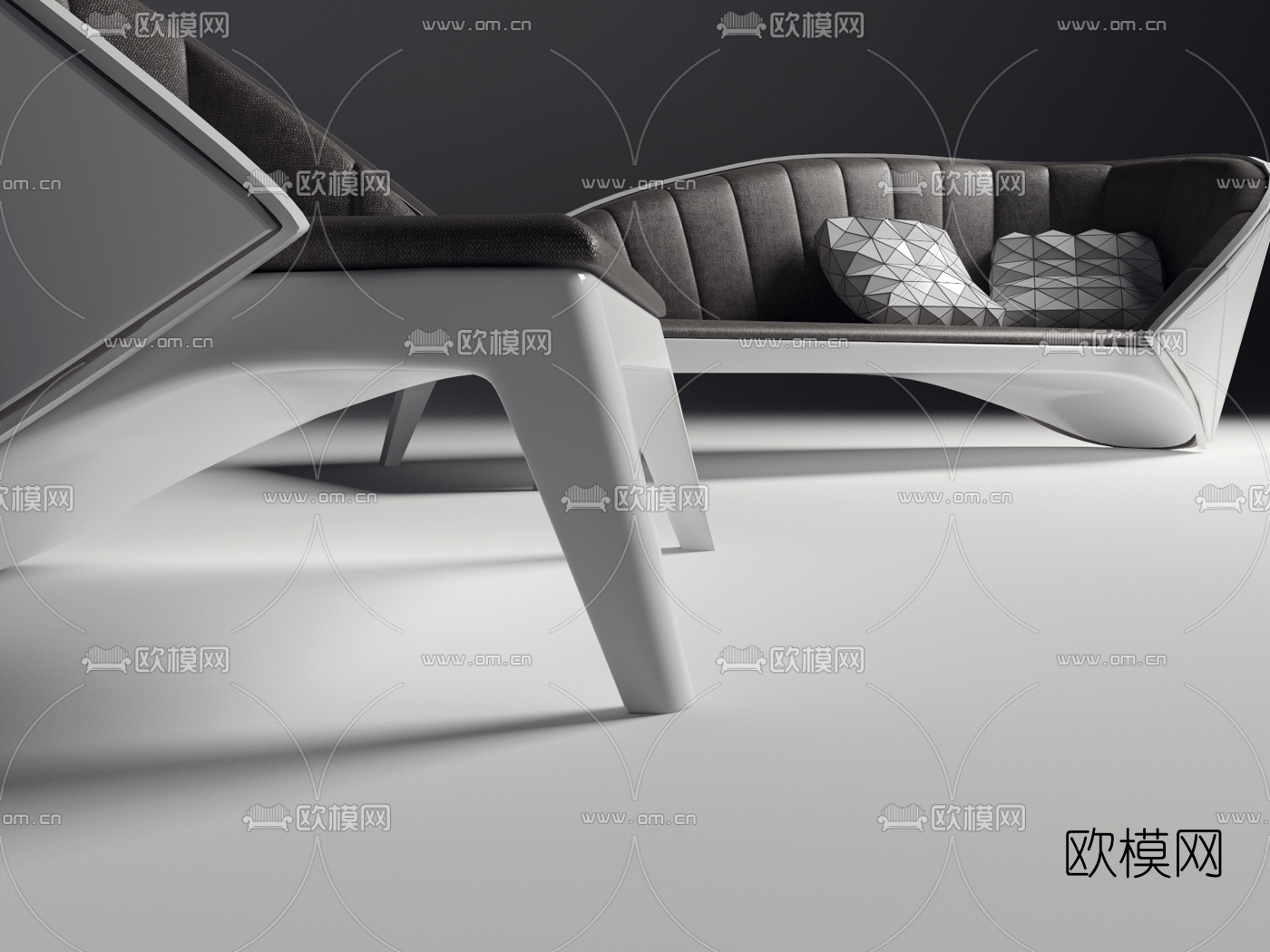 现代布艺扇形异形沙发3d模型