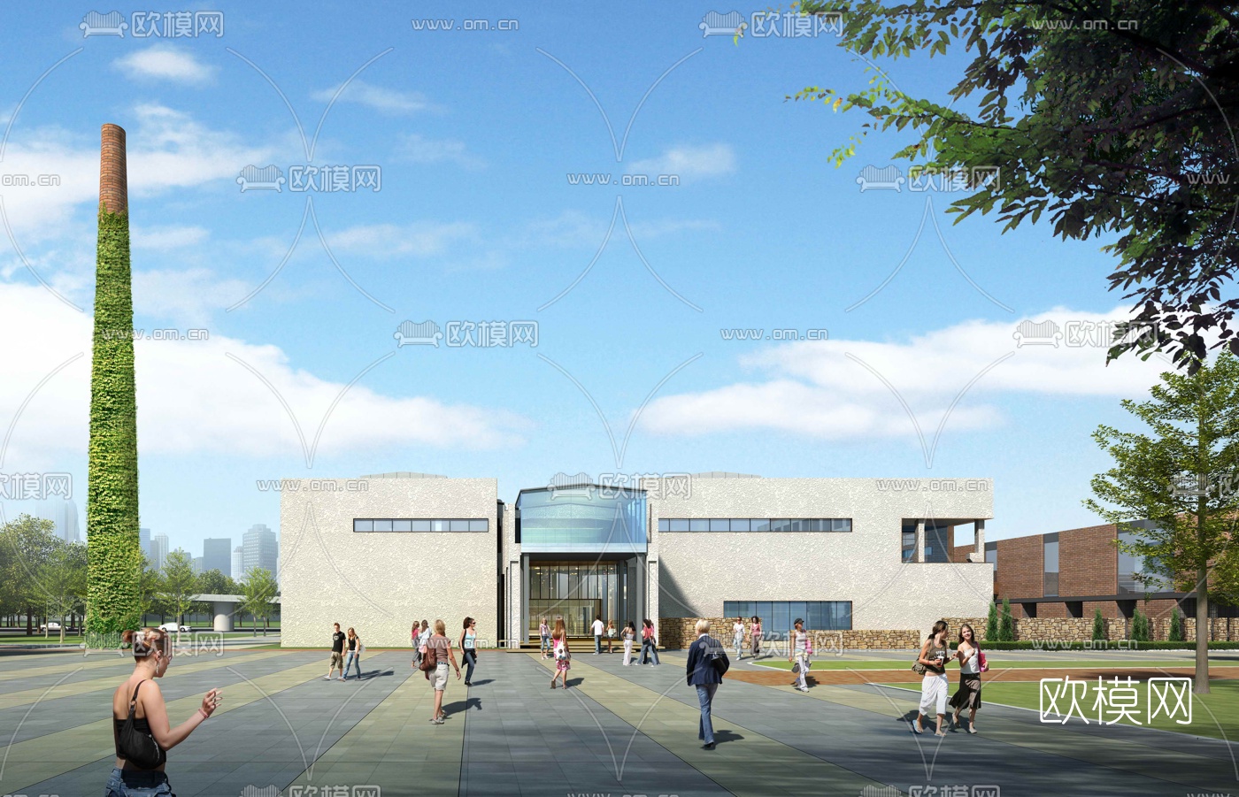 现代厂房建筑外观3d模型下载