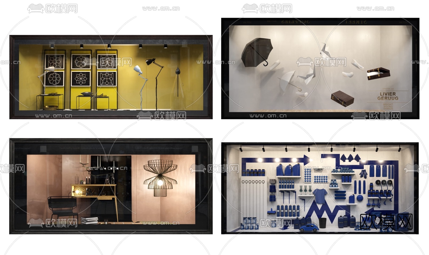现代商业橱窗3d模型下载