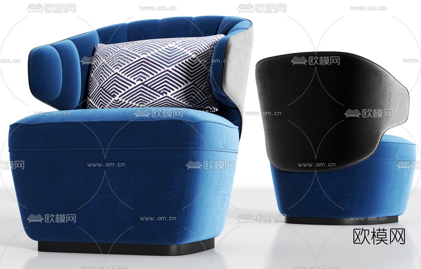 现代绒布单人沙发3d模型