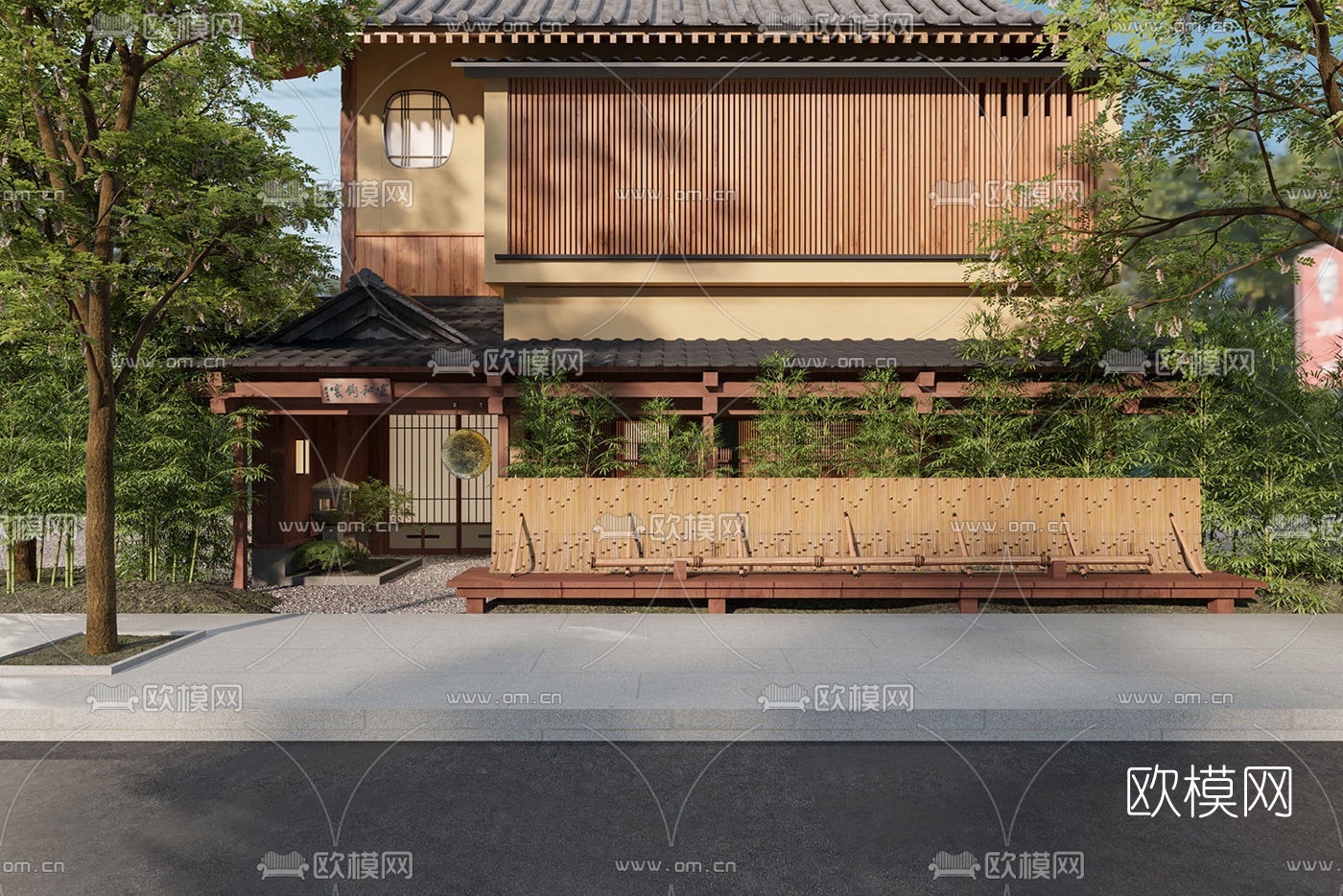 日式民宿建筑外观3d模型下载（渲染图4）