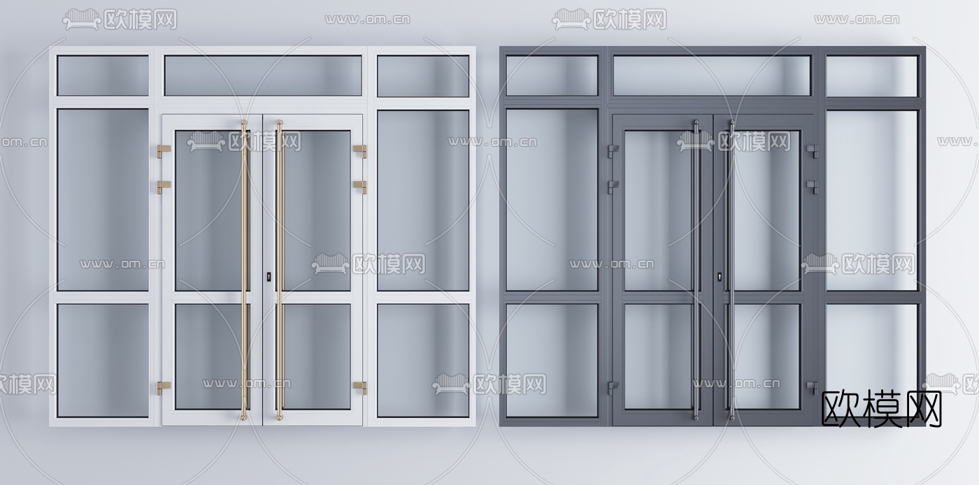 現代鋁合金雙開大門3d模型