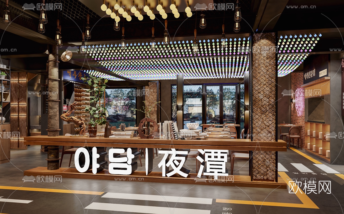 工业风烧烤店3d模型