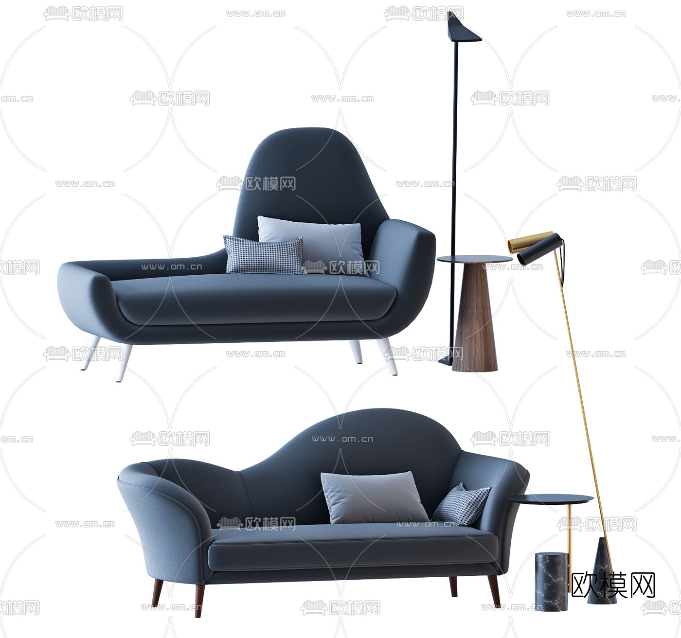 现代布艺贵妃椅3d模型