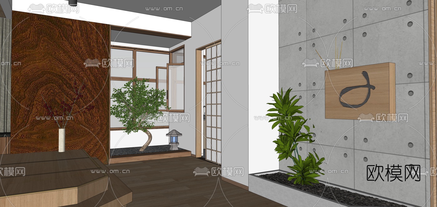日式客餐厅su模型下载（渲染图6）