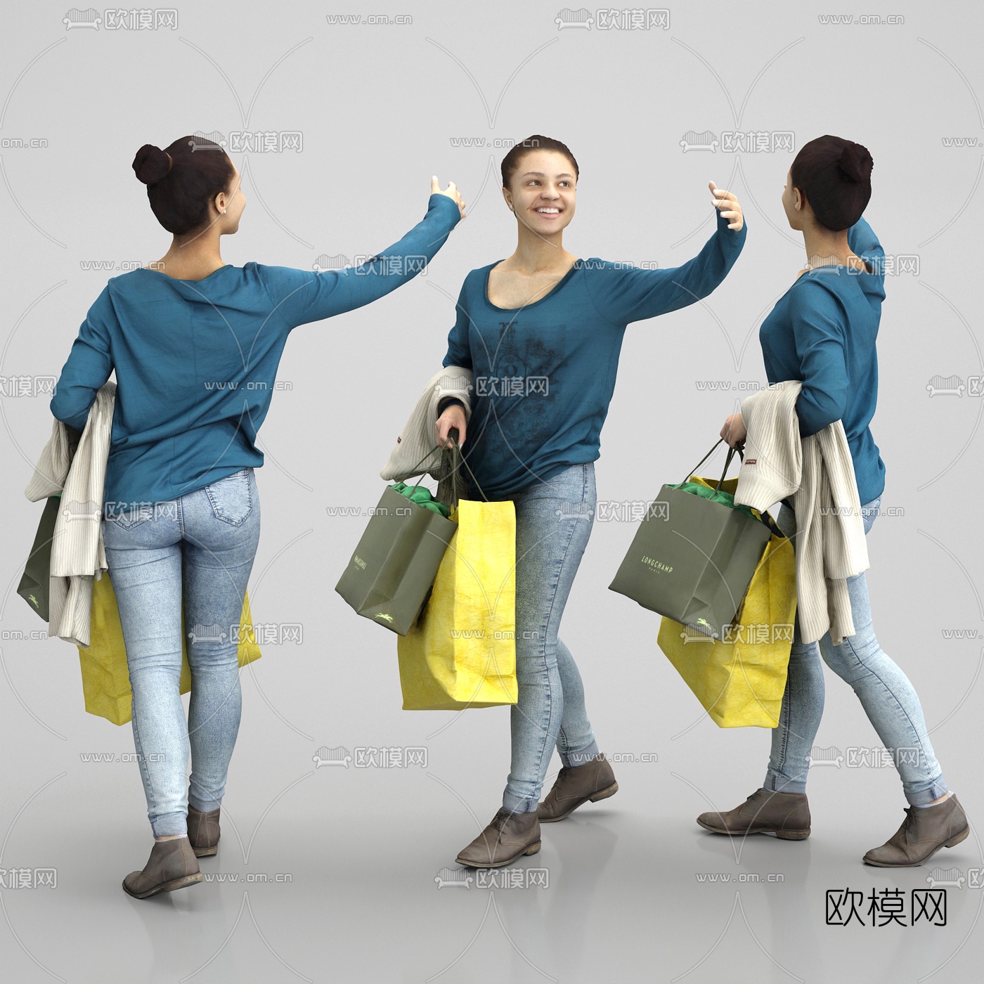 现代时尚购物女人3d模型下载