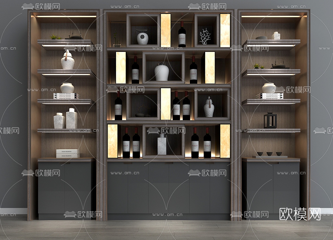 现代酒柜装饰柜3D模型