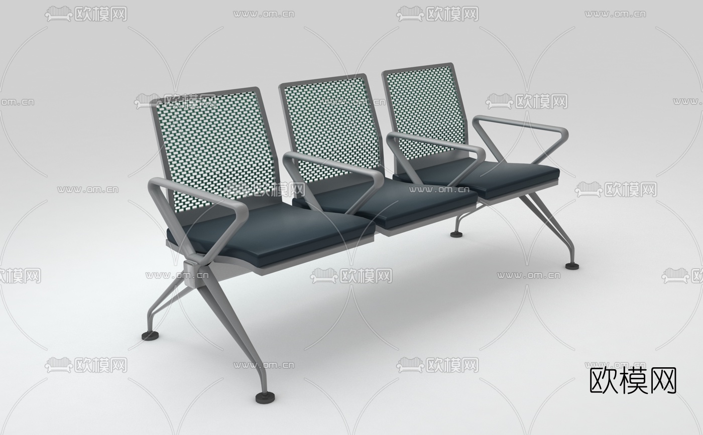 现代金属公用椅3d模型