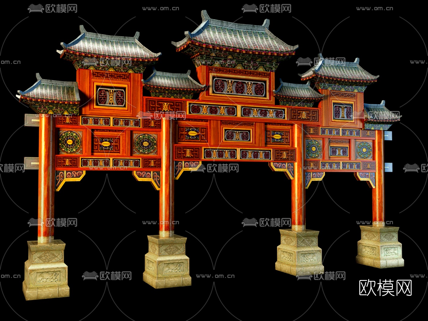 中式门头牌坊3d模型