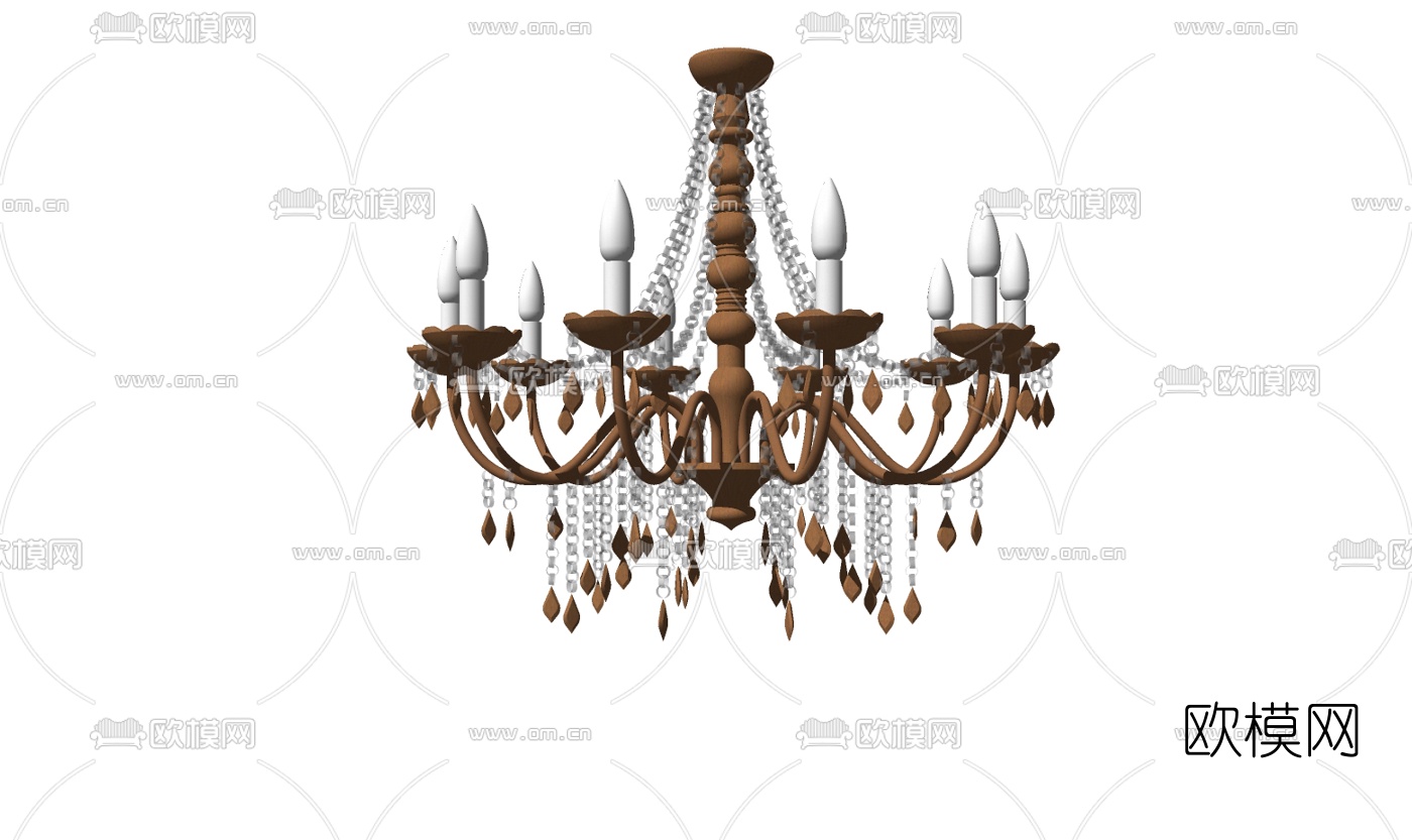 欧式古典金属烛台吊灯免费su模型下载