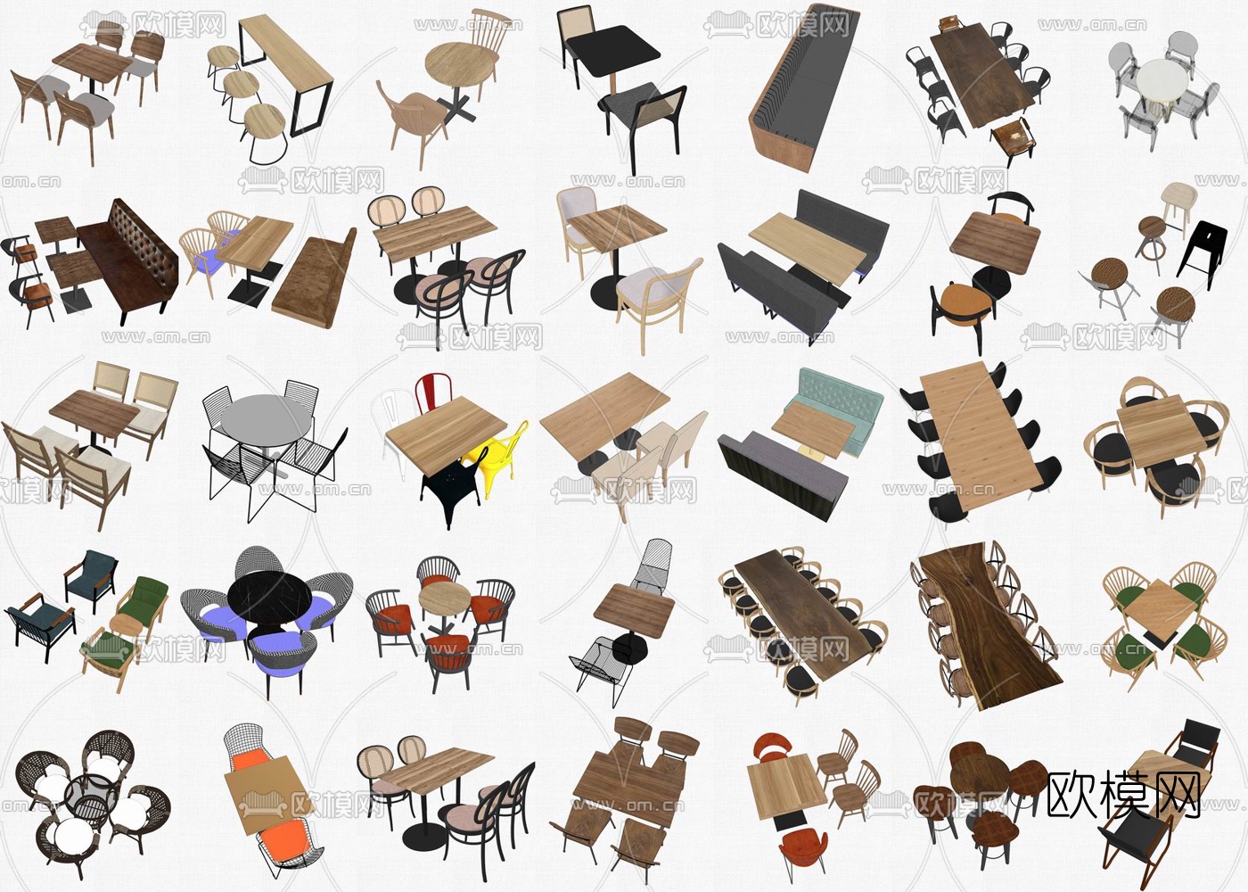 现代休闲桌椅餐桌椅su模型下载