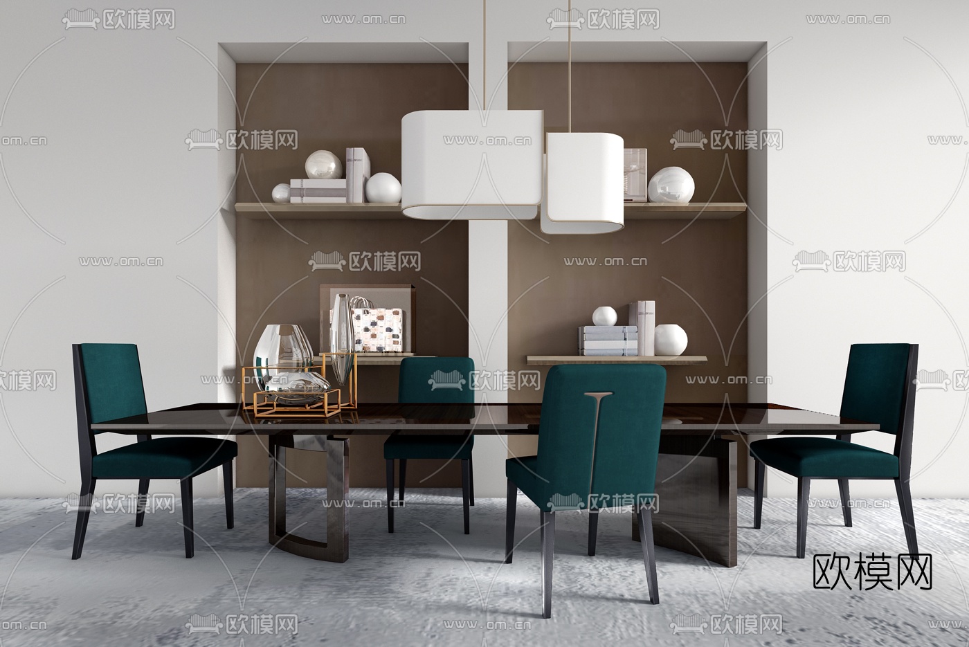 FENDI CASA品牌 现代餐桌椅组合3D模型