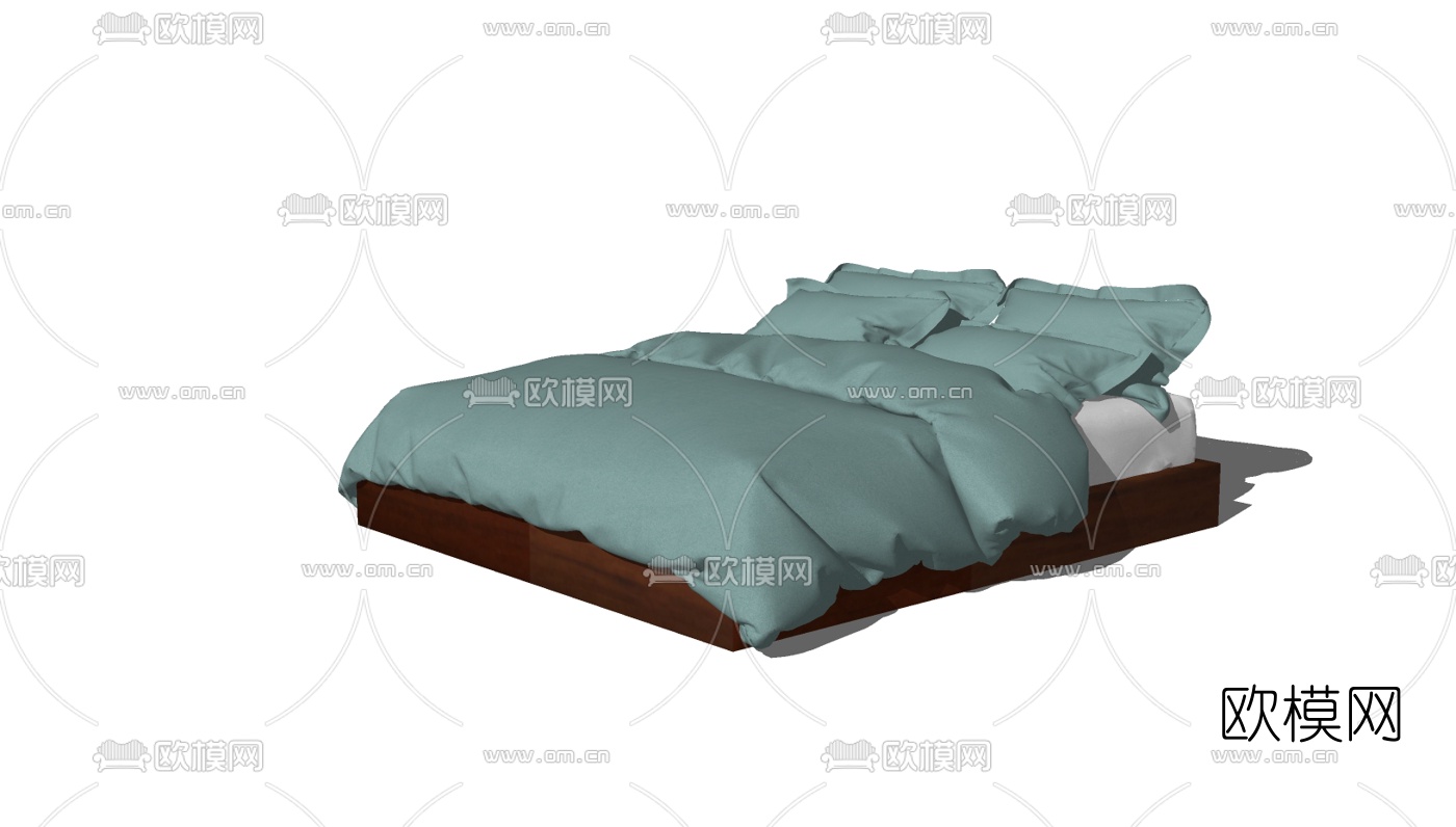 现代双人床免费su模型下载（渲染图3）