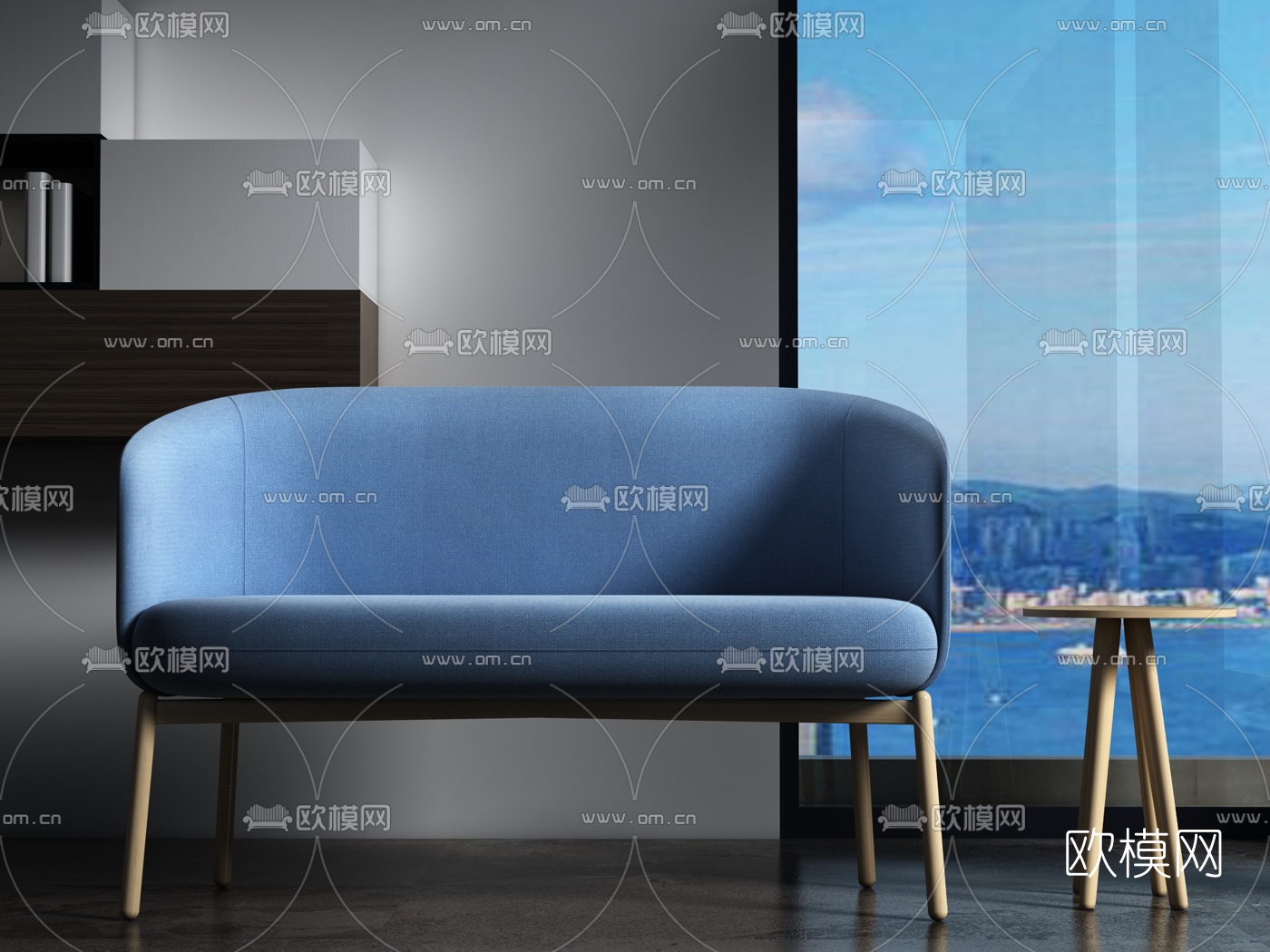 现代创意休闲双人沙发3d模型-免费3dmax模型库-欧模网