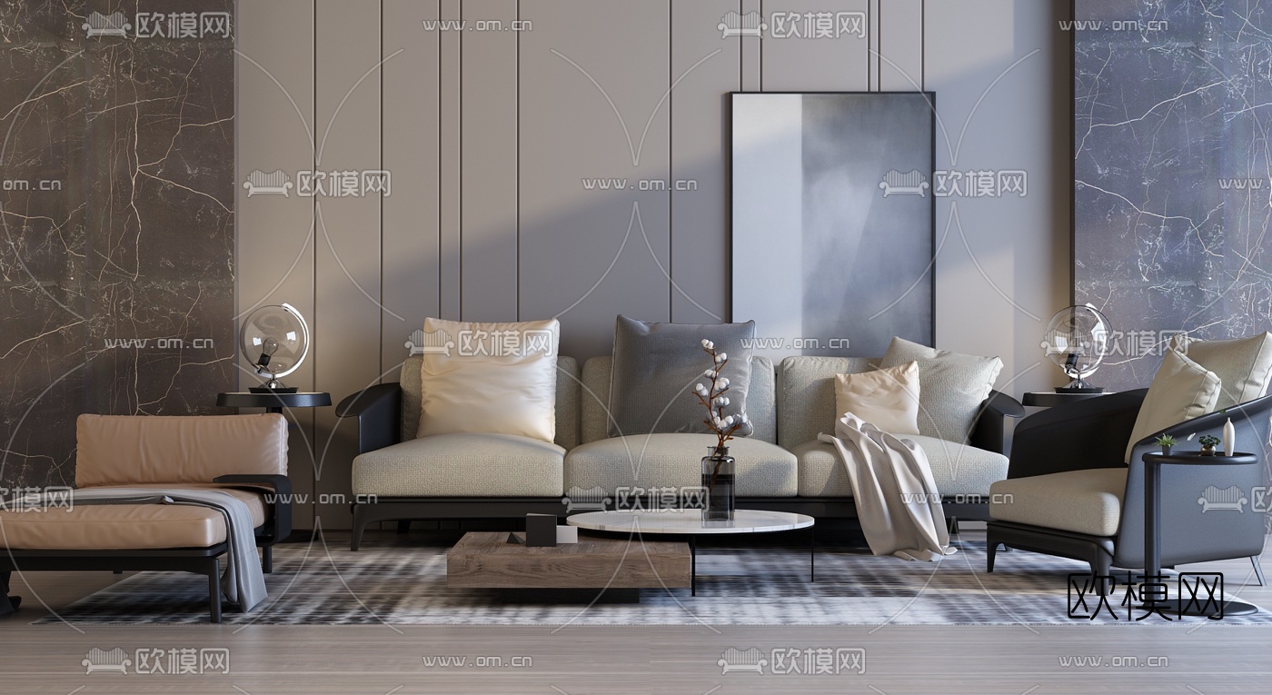 现代沙发组合3d模型