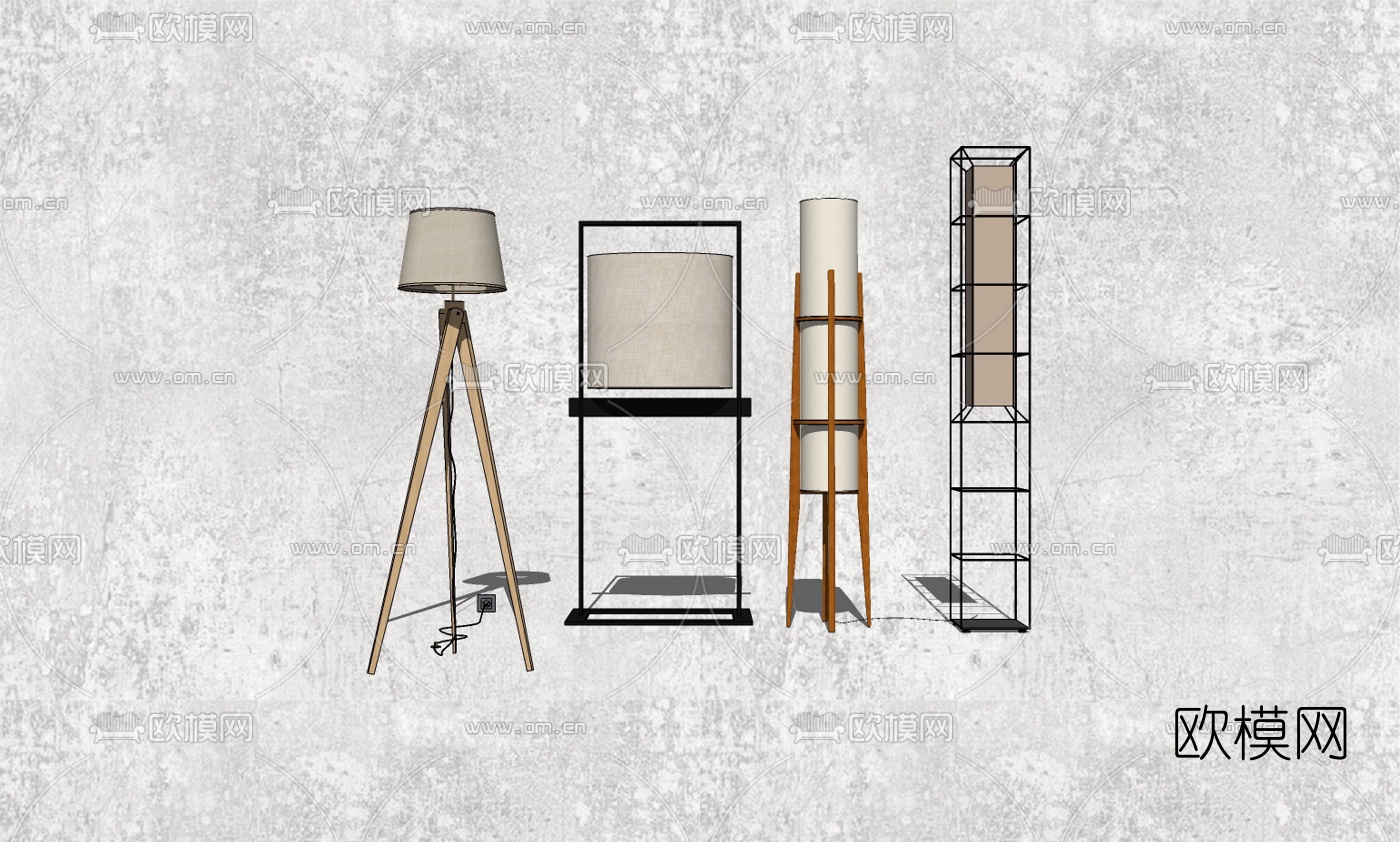 北欧落地灯组合su模型下载（渲染图2）