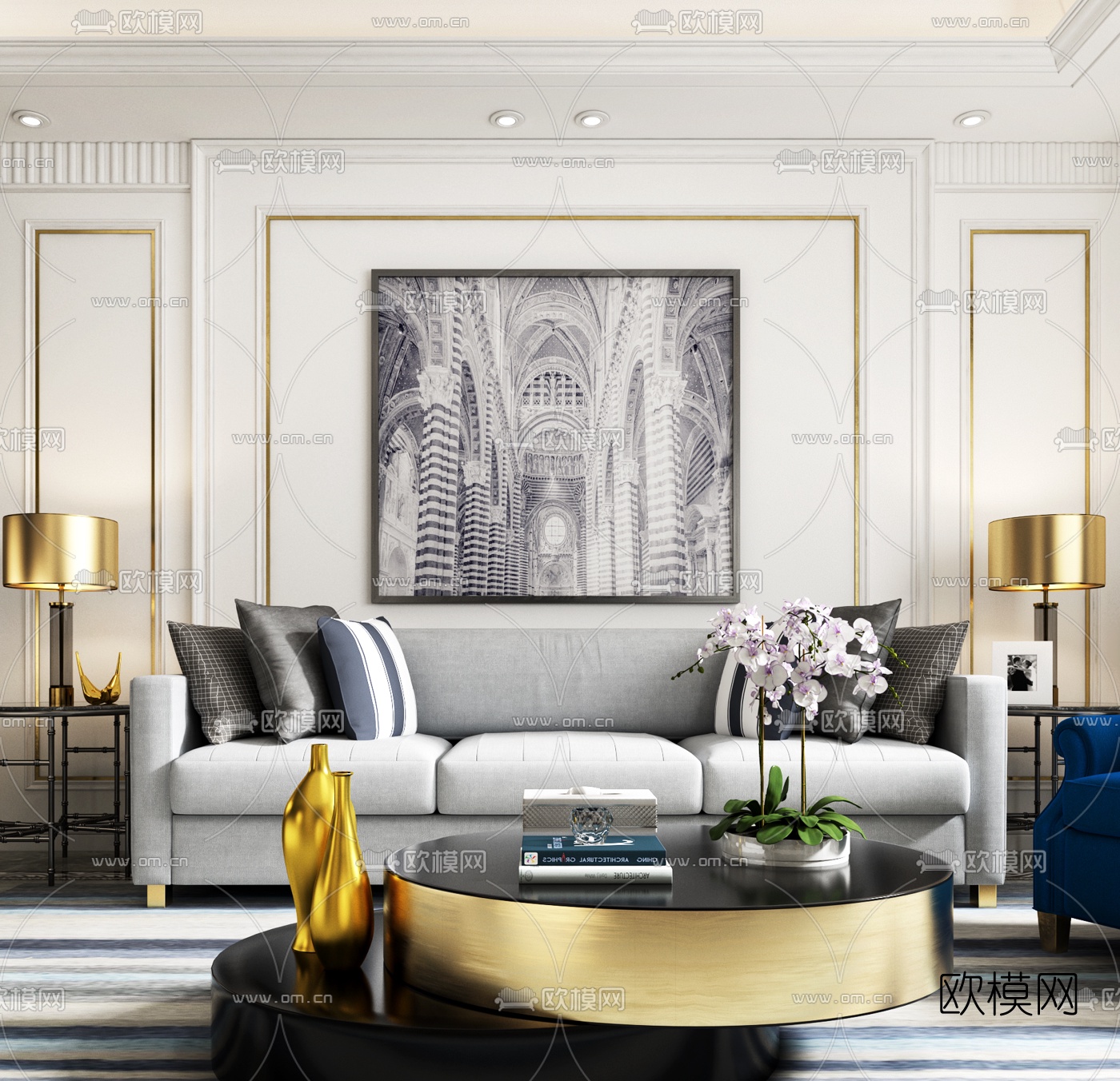 后现代客厅3D模型下载（渲染图2）