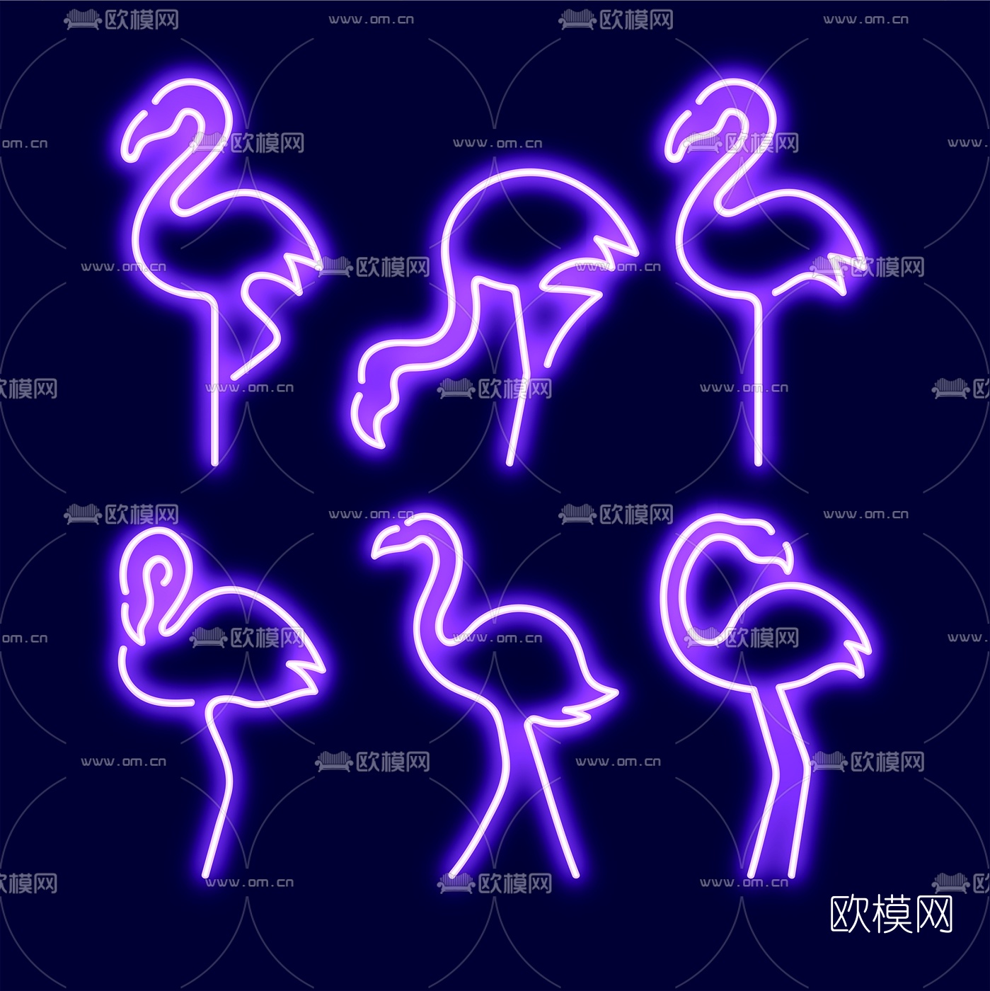 现代火烈鸟霓虹灯装饰灯3d模型