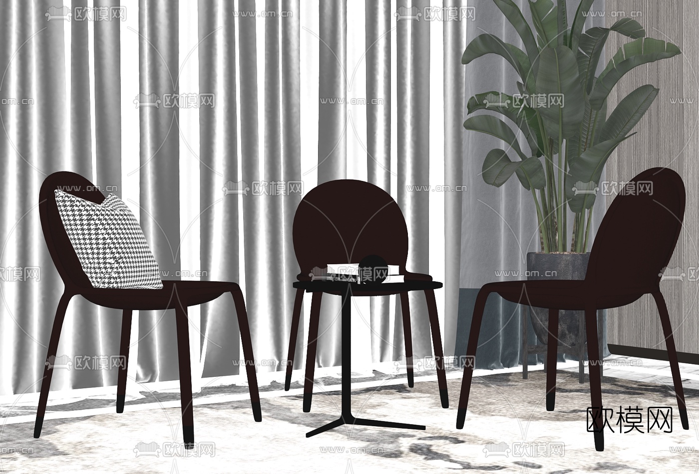 现代轻奢休闲椅su模型下载（渲染图2）