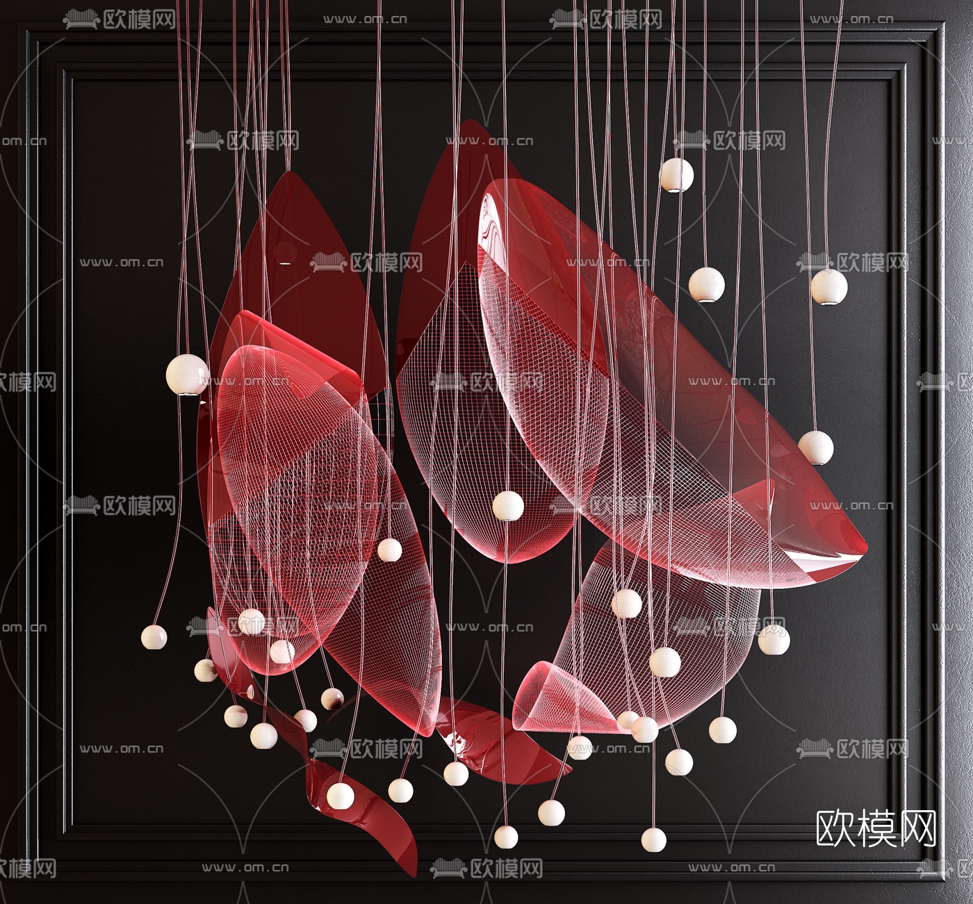 现代花瓣装饰吊灯3d模型下载