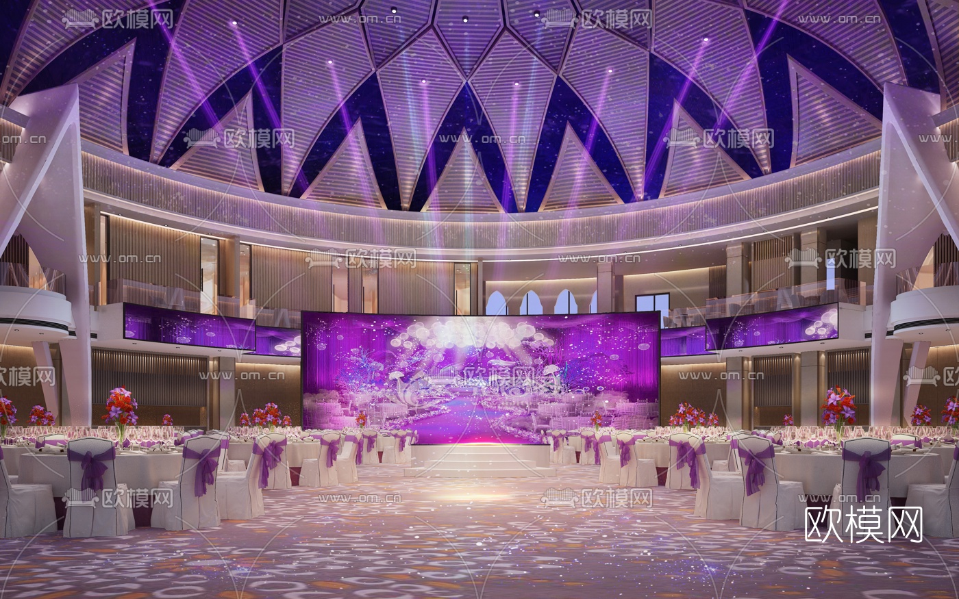 现代酒店婚宴宴会厅婚宴3d模型