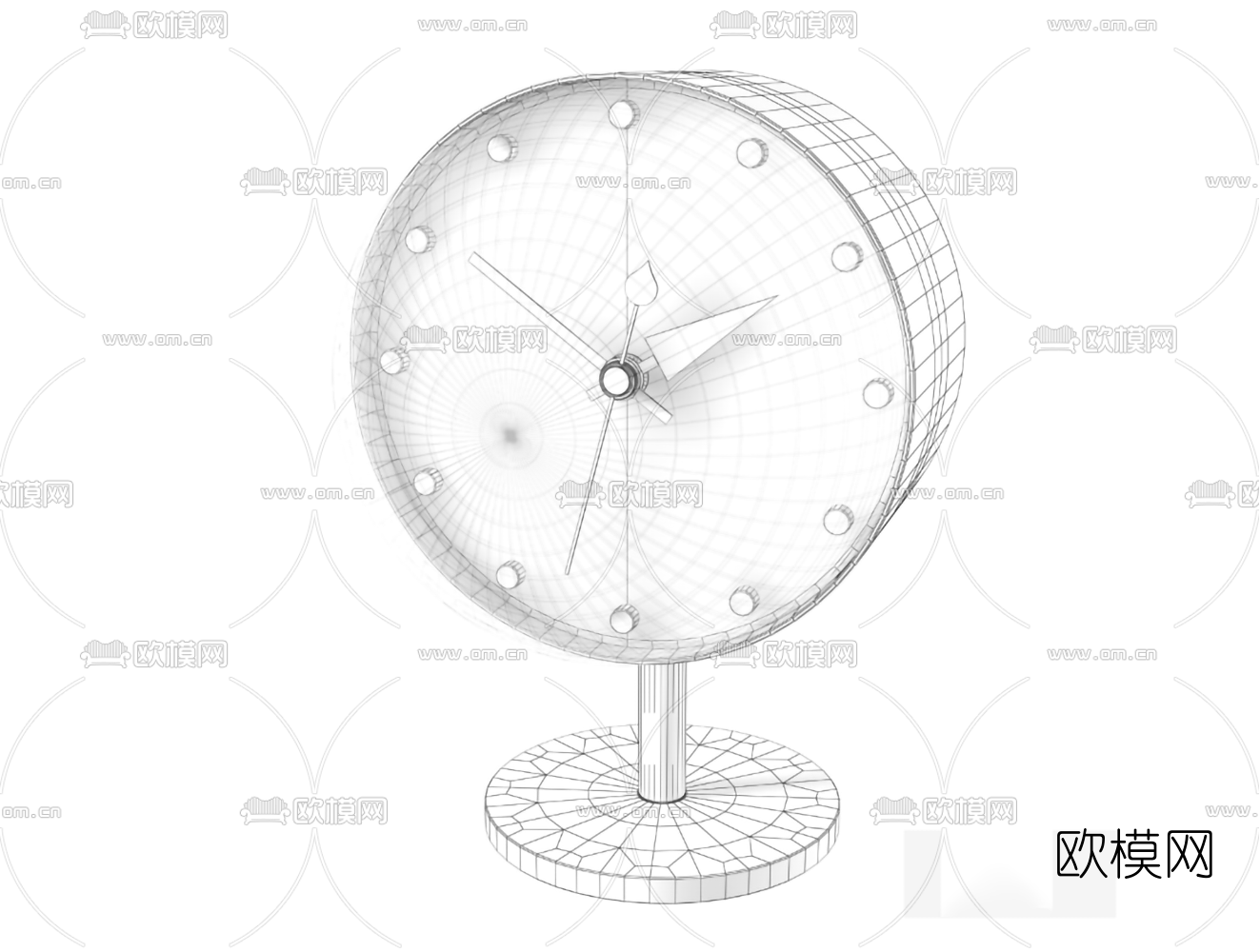 现代金属摆钟3d模型下载（渲染图3）