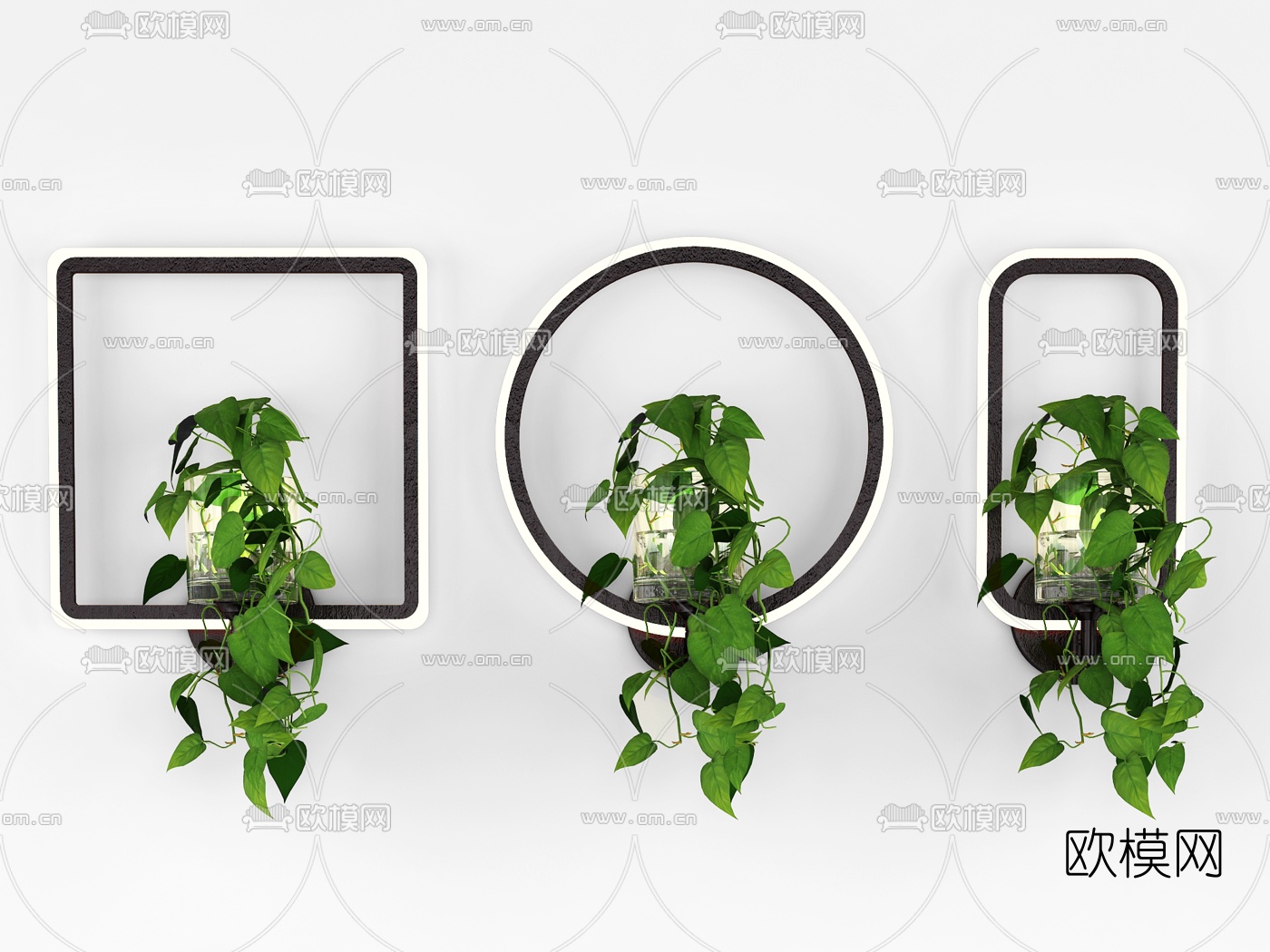 自然风植物灯壁灯3d模型下载