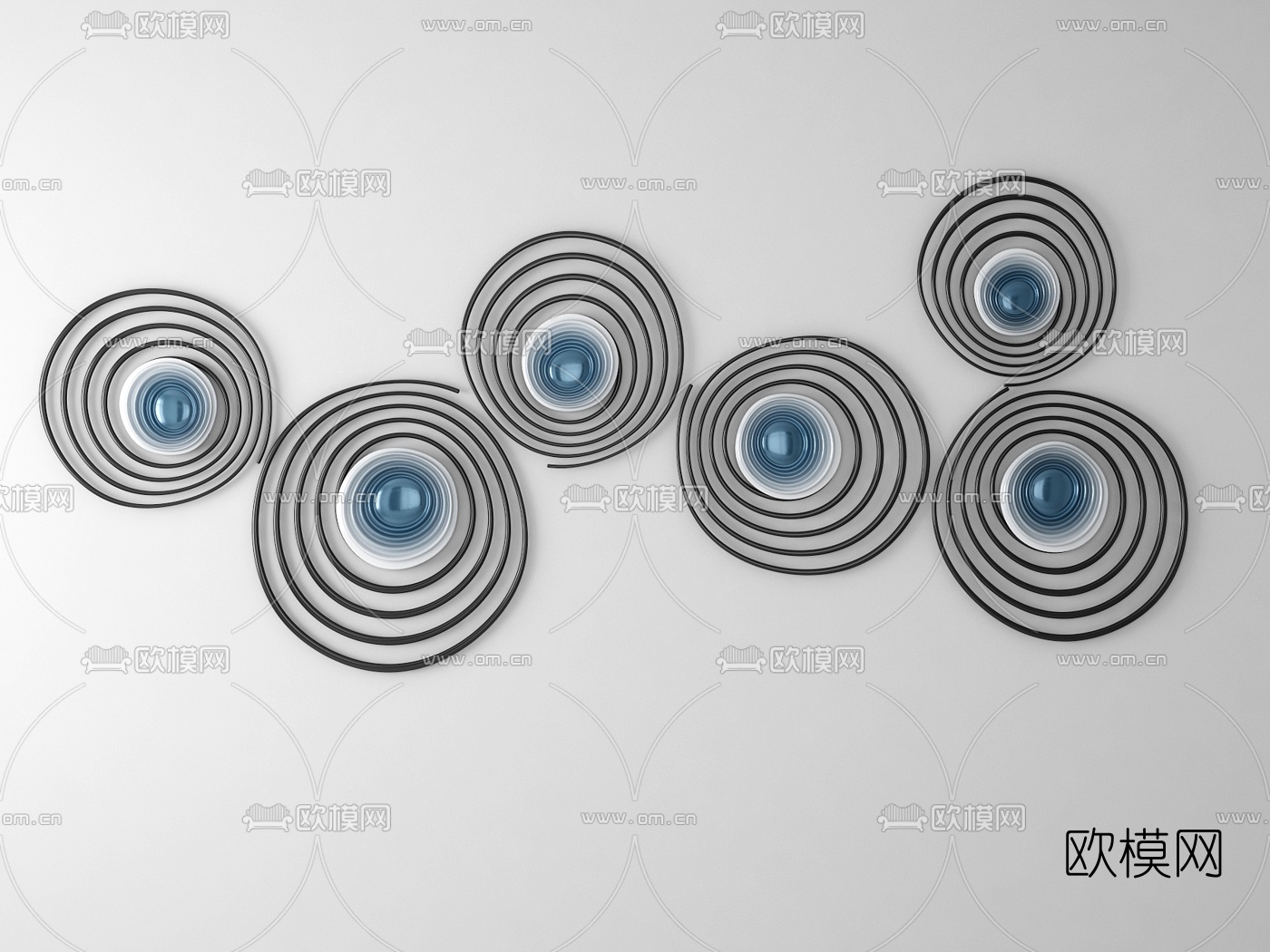 现代金属墙饰挂件3d模型下载（渲染图3）