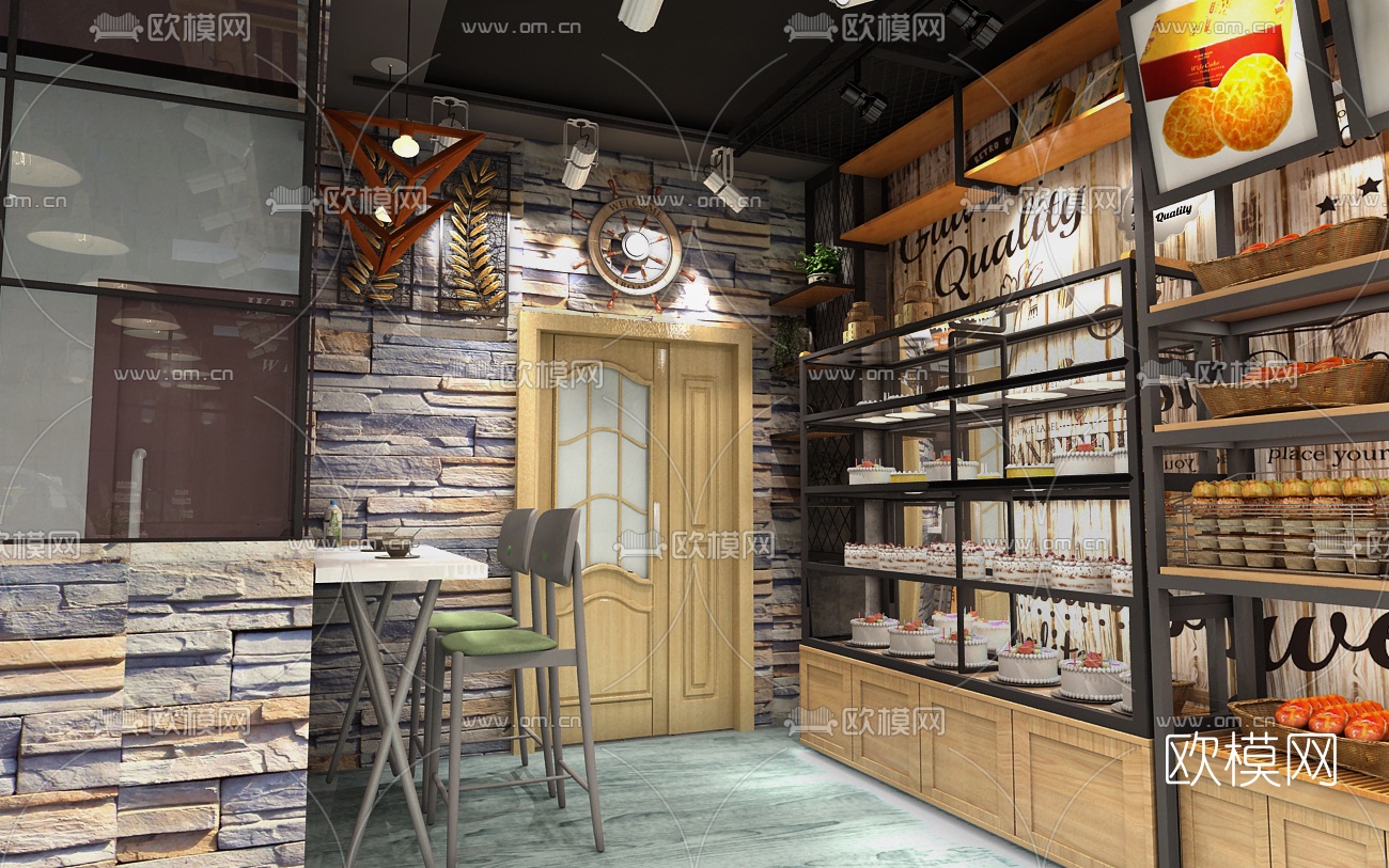 工业风面包蛋糕店3D模型