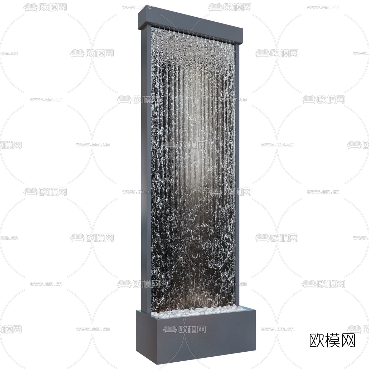现代流水墙壁小品3d模型下载（渲染图3）