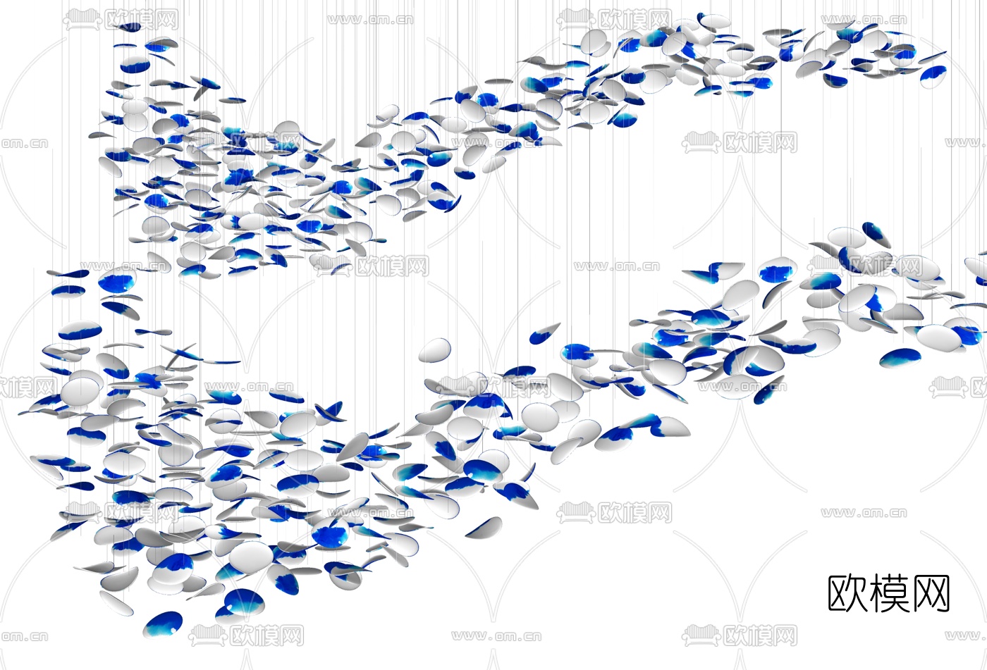 现代装饰片花瓣吊灯su模型下载