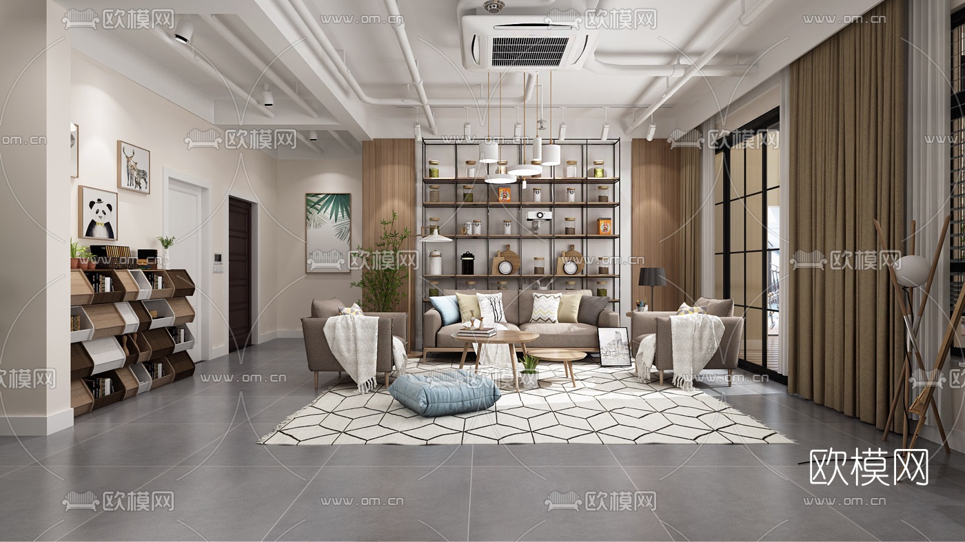 北欧客厅3d模型下载（渲染图2）