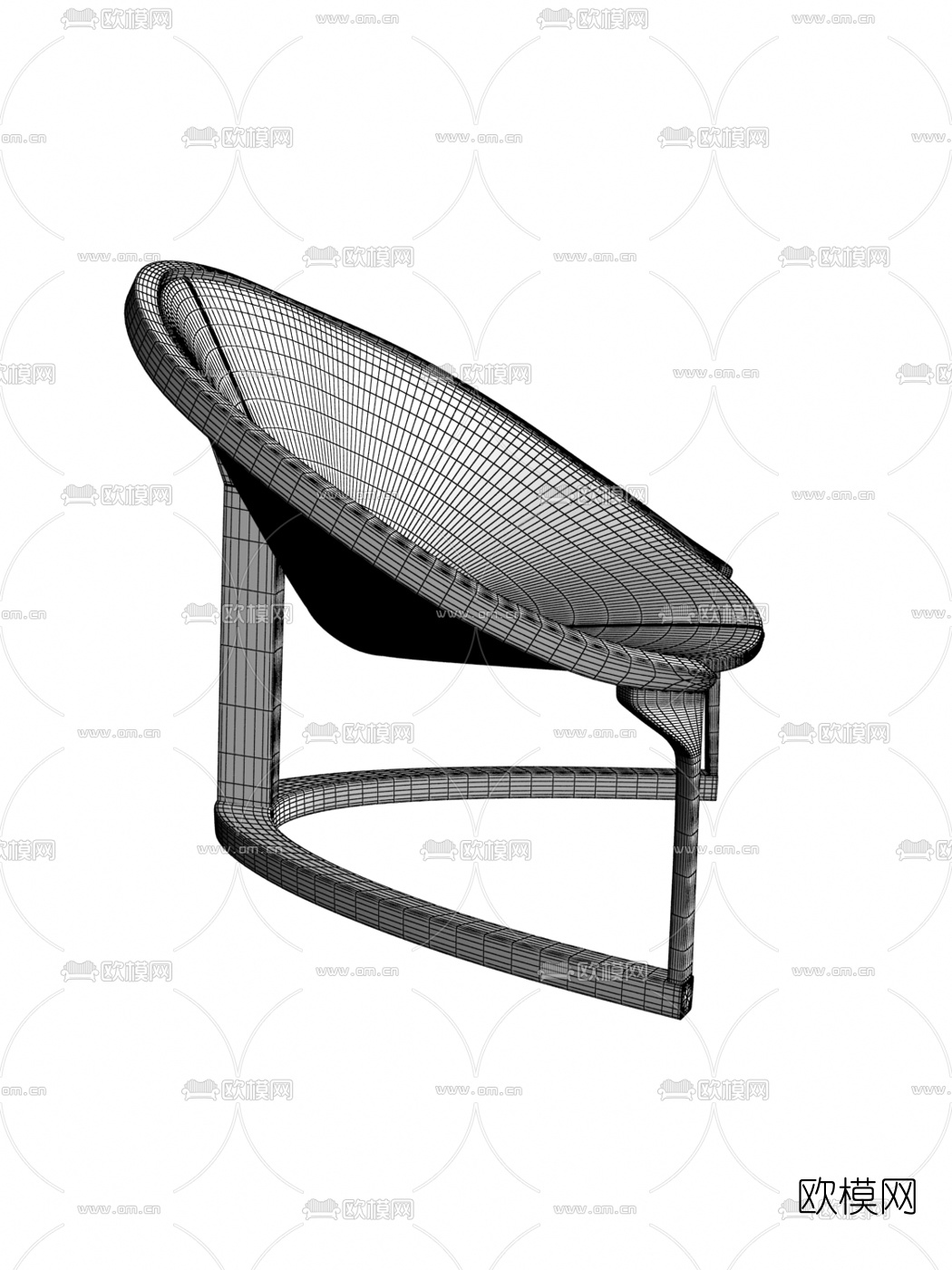 意大利Riva1920品牌 现代原木皮革圆形休闲椅3d模型