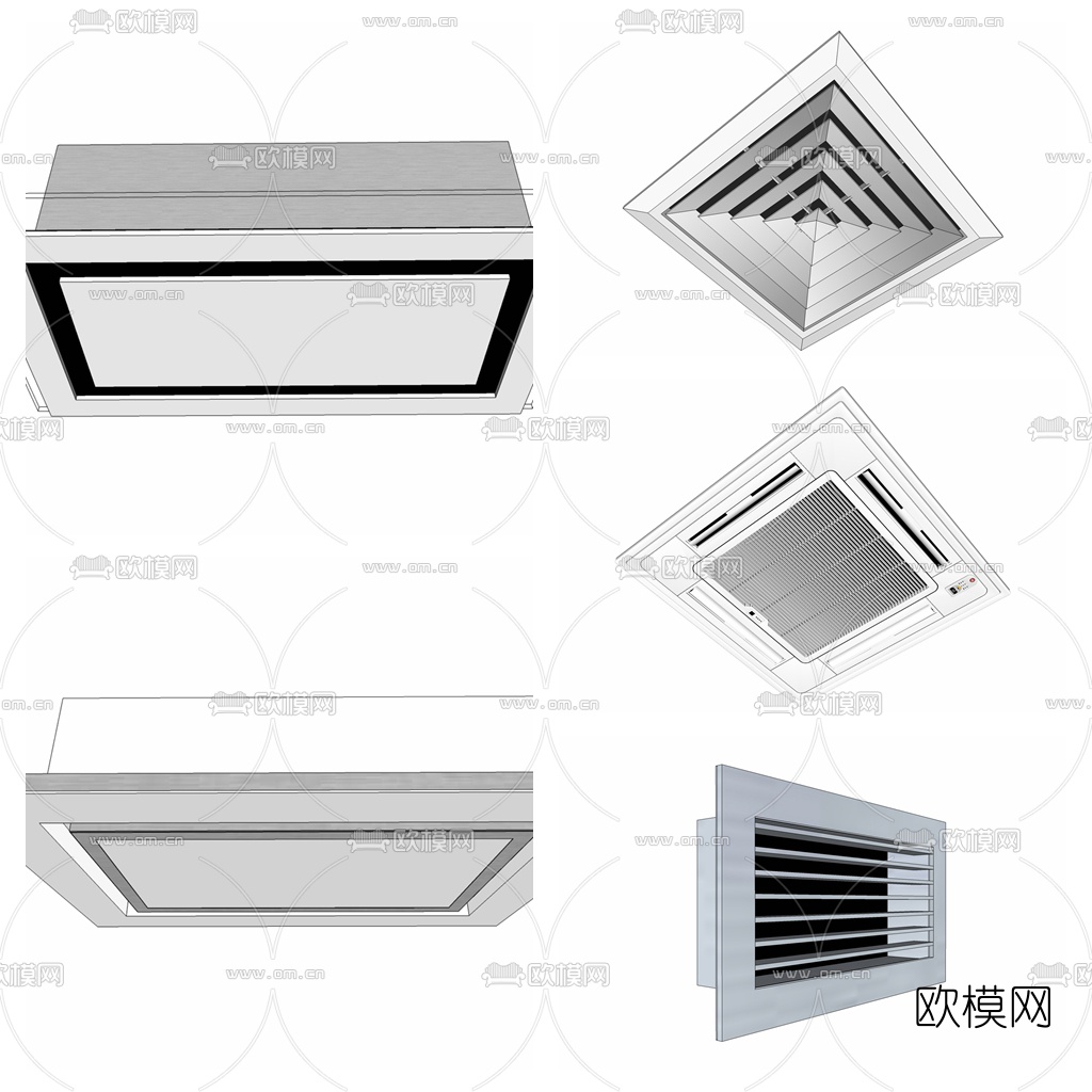 现代空调出风口排气扇组合su模型