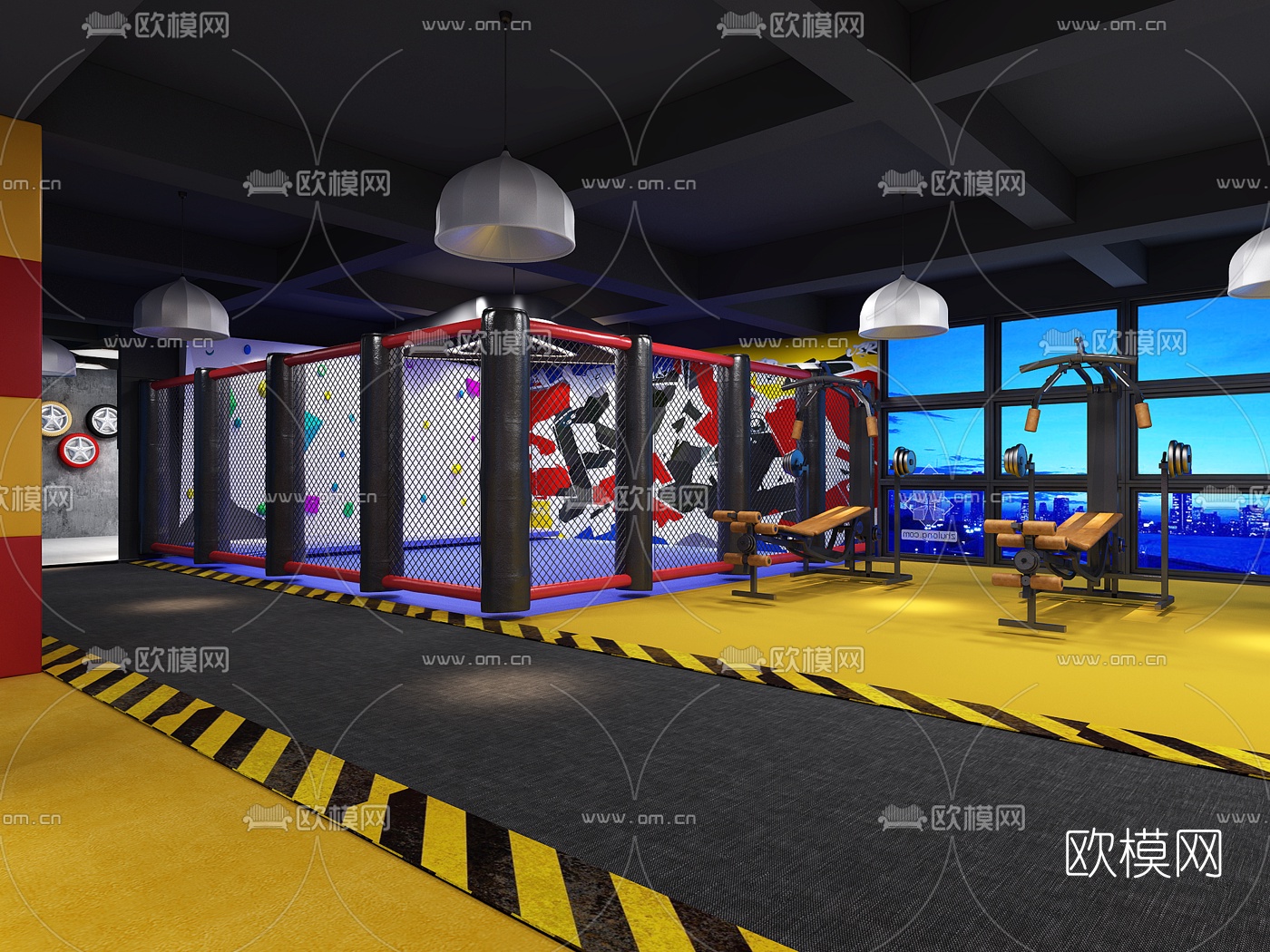 工业风健身房3D模型