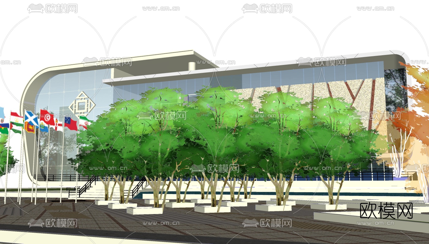 现代展览馆su模型下载（渲染图3）