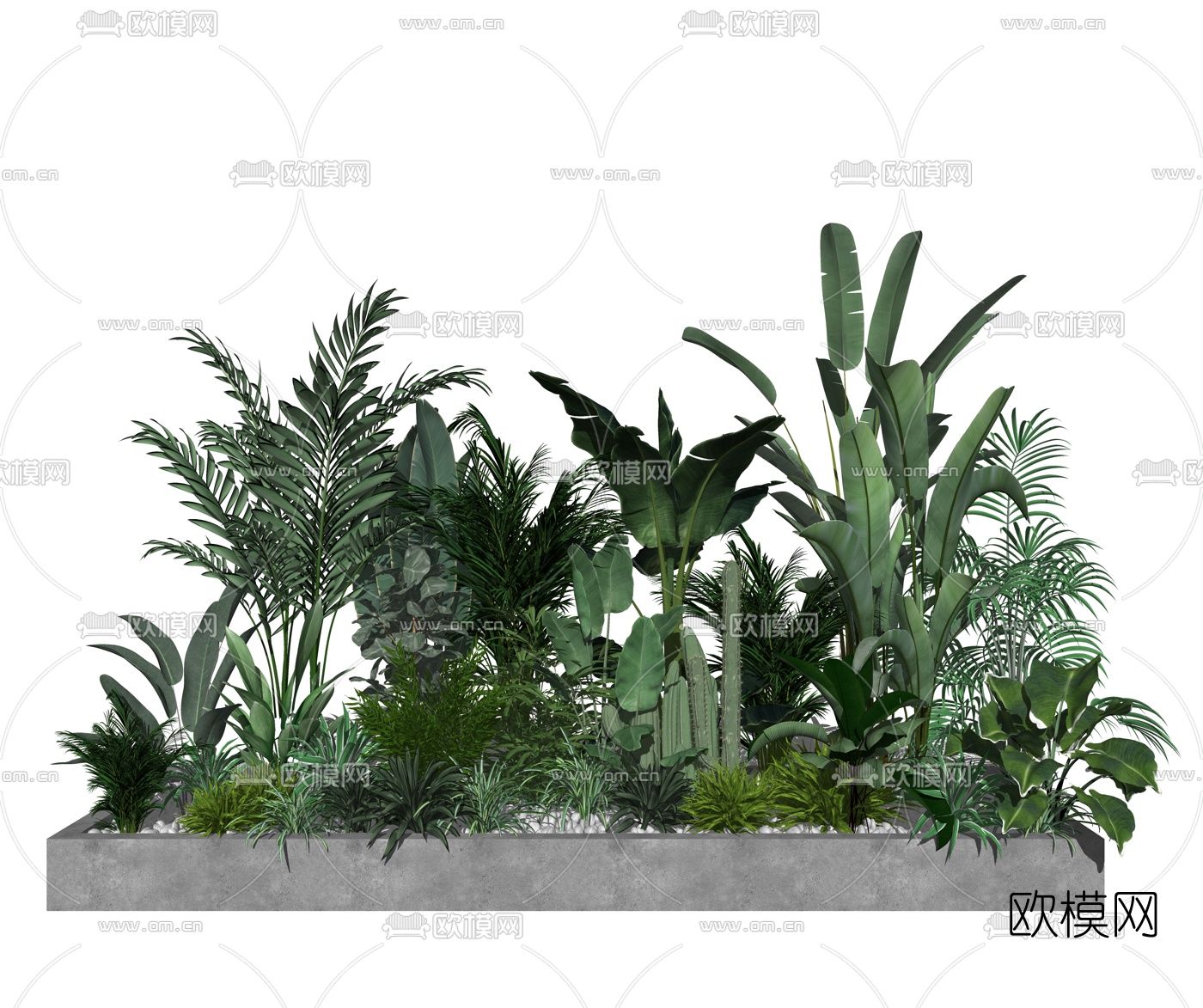 现代绿植花草花坛小品su模型下载