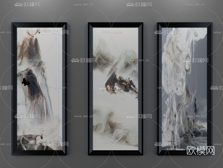 中式装饰画组合3D模型下载
