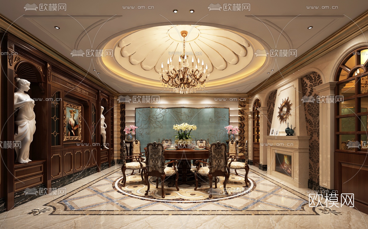 欧式餐厅3D模型