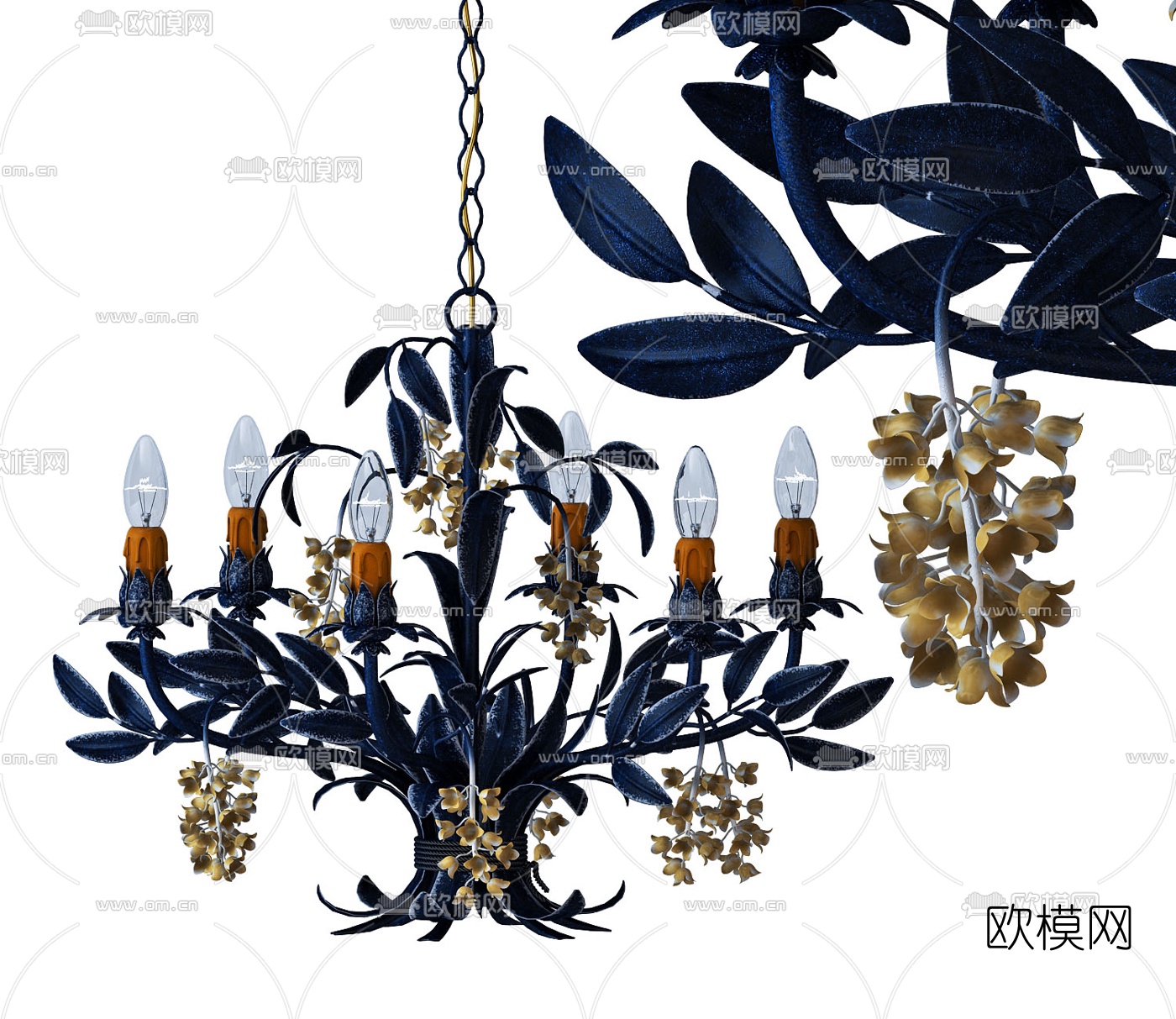 工业风花形多头吊灯3d模型下载