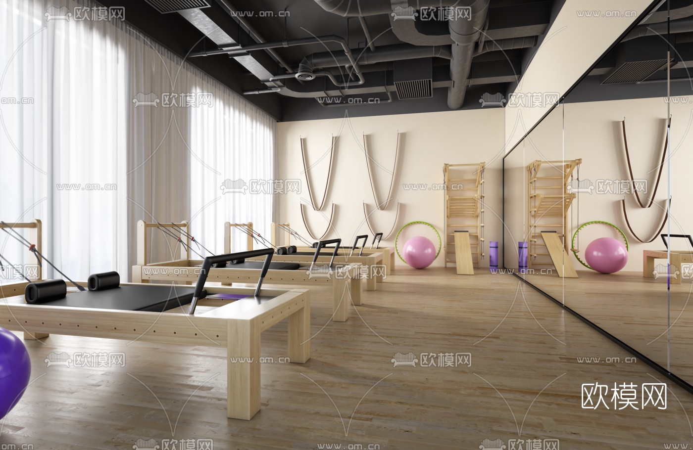 现代普拉提训练室3D模型