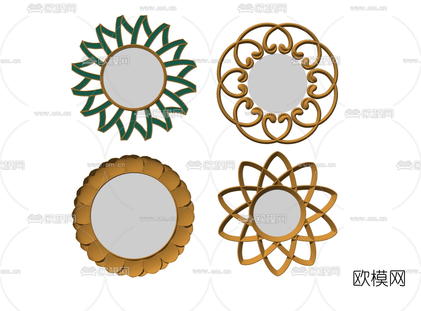 现代金属装饰镜子su模型下载