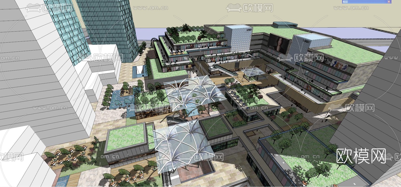 现代商业综合体su模型下载（渲染图4）